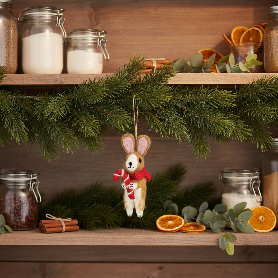 Cinnamon the Rabbit - Felt Christmas Ornament