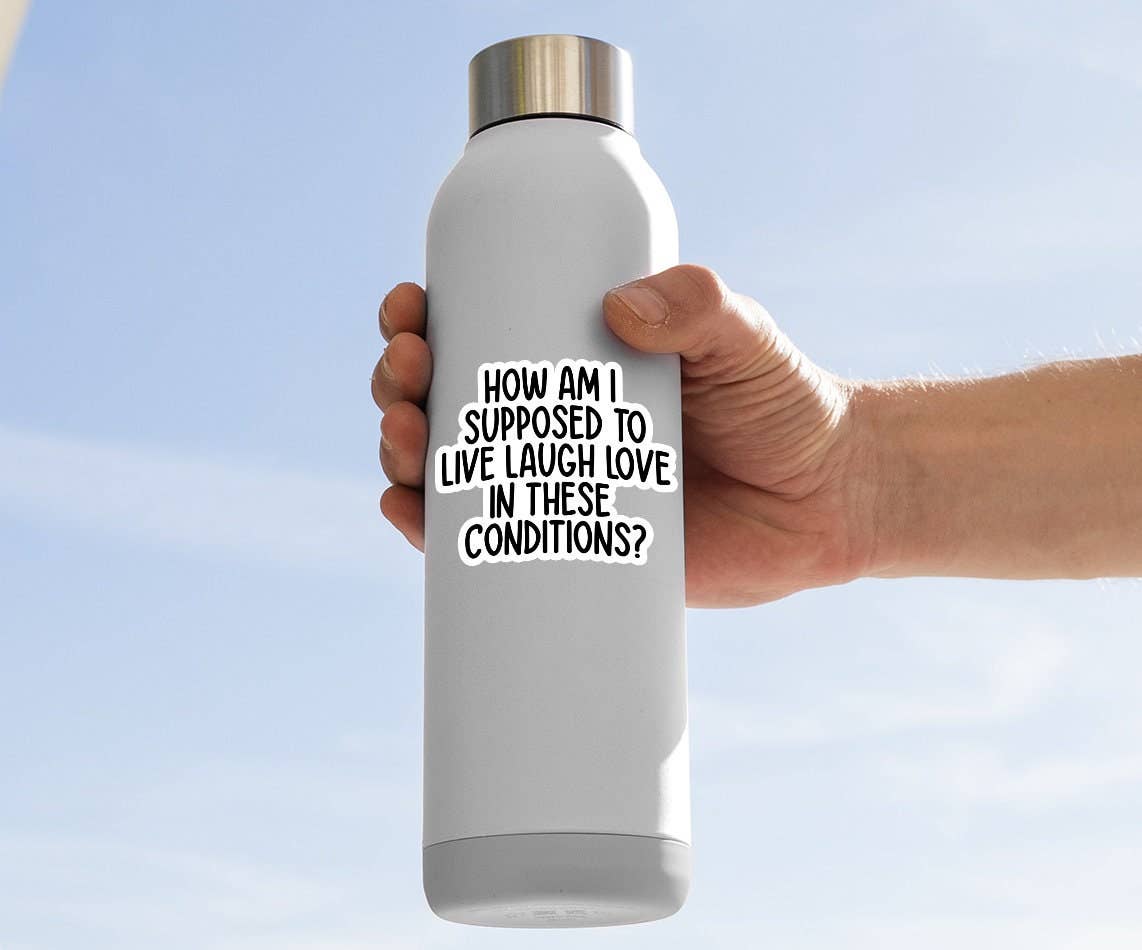 How Am I Supposed To Live Laugh Love In These Conditions Sticker: 3 inch