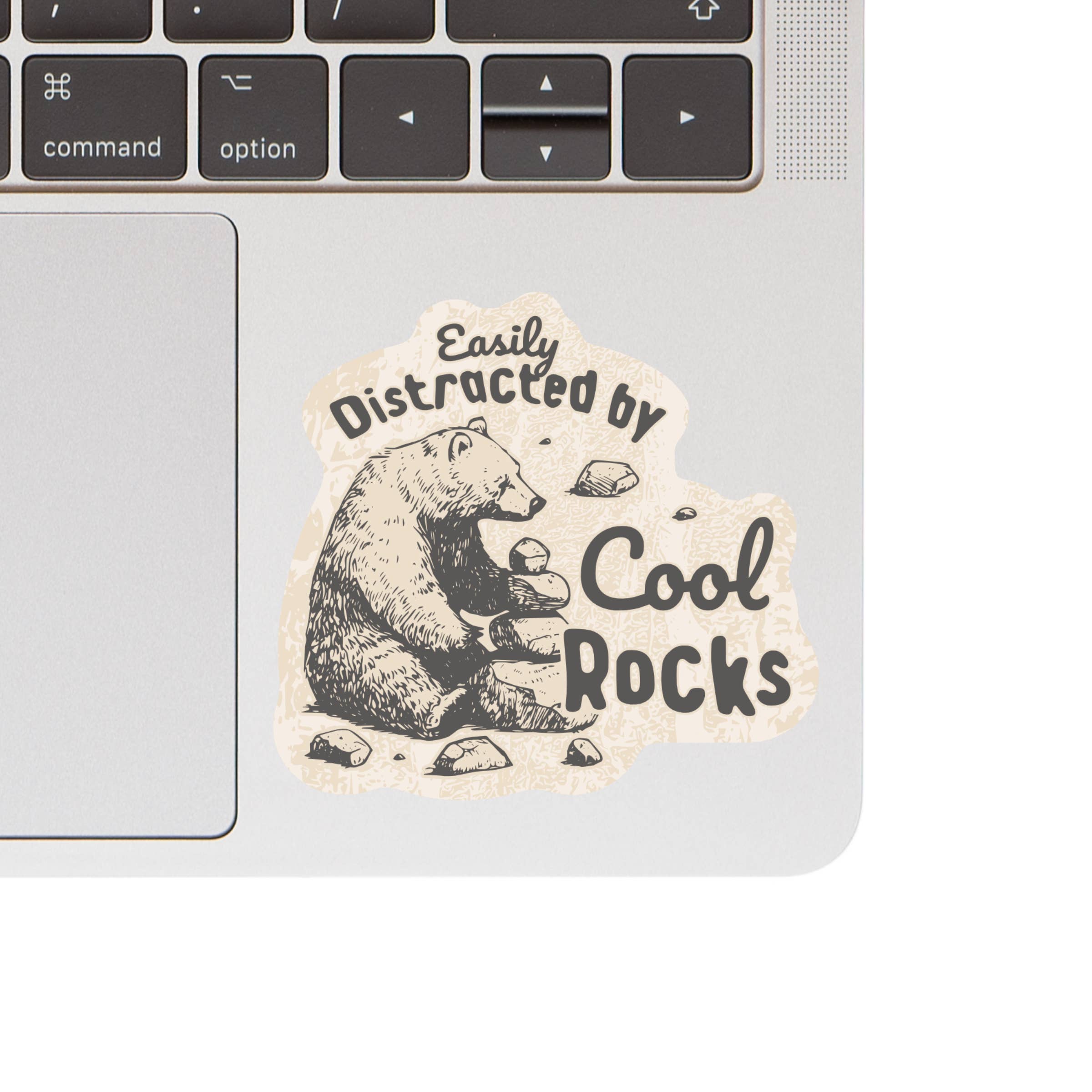 Distracted By Cool Rocks Bear - Vinyl Sticker
