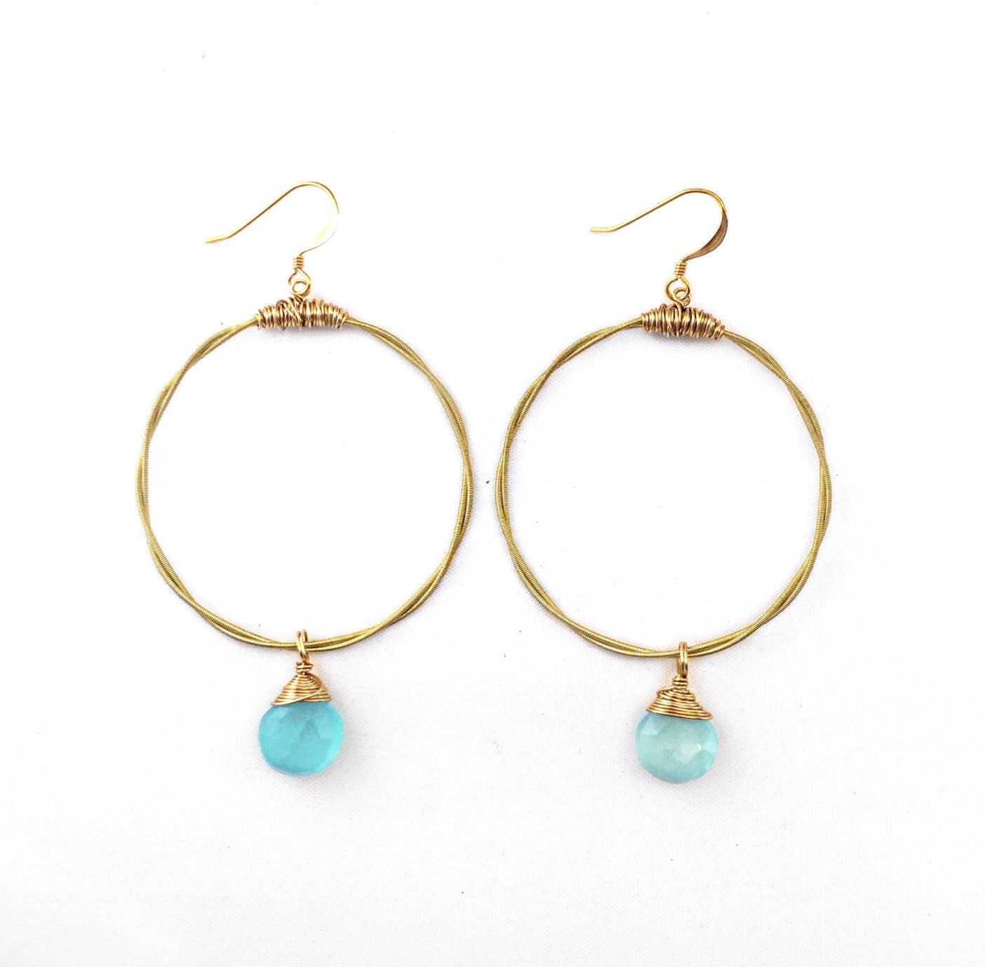 Chalcedony - Briolette Hoop Earring