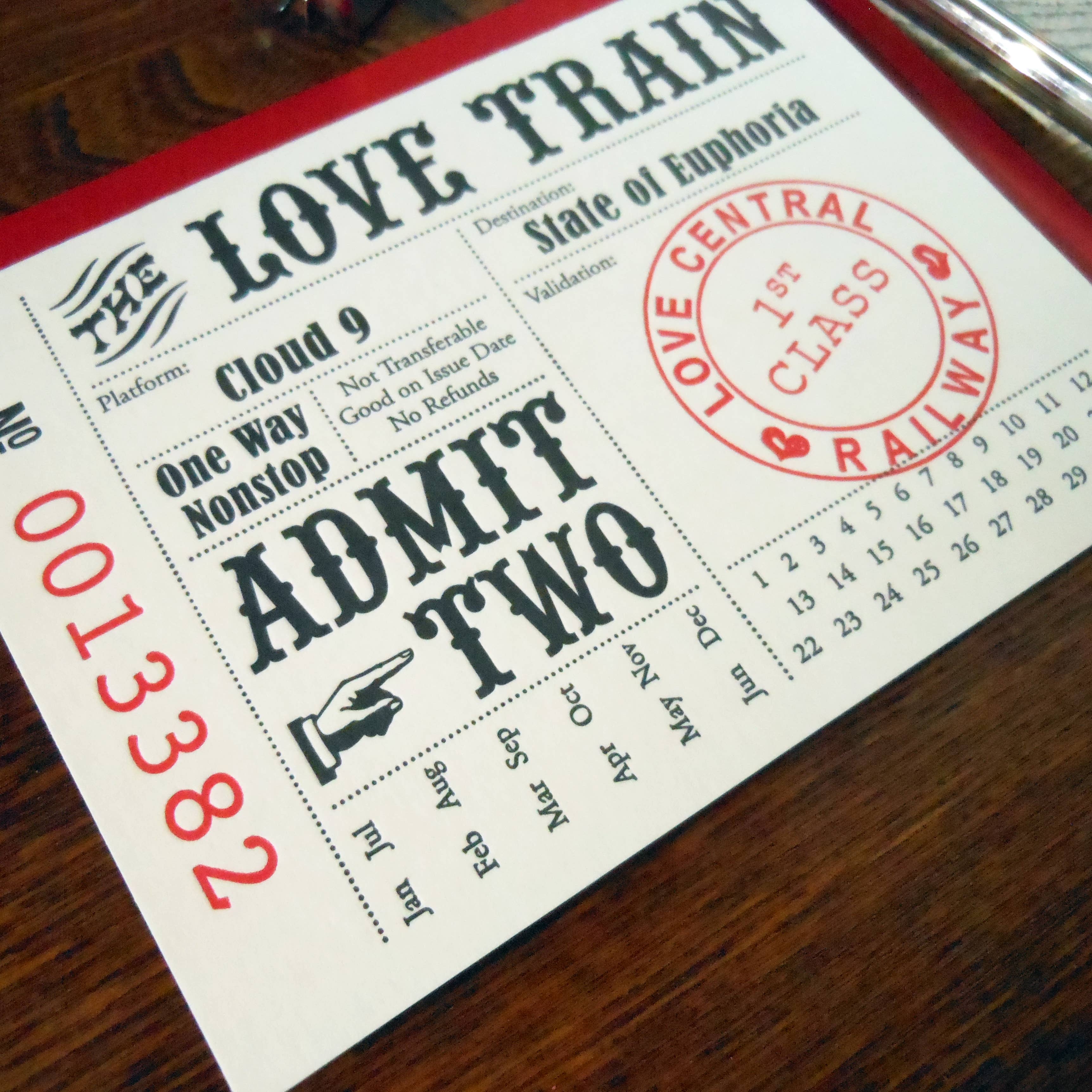 Love Train Ticket: 4bar 4.875" X 3.5"