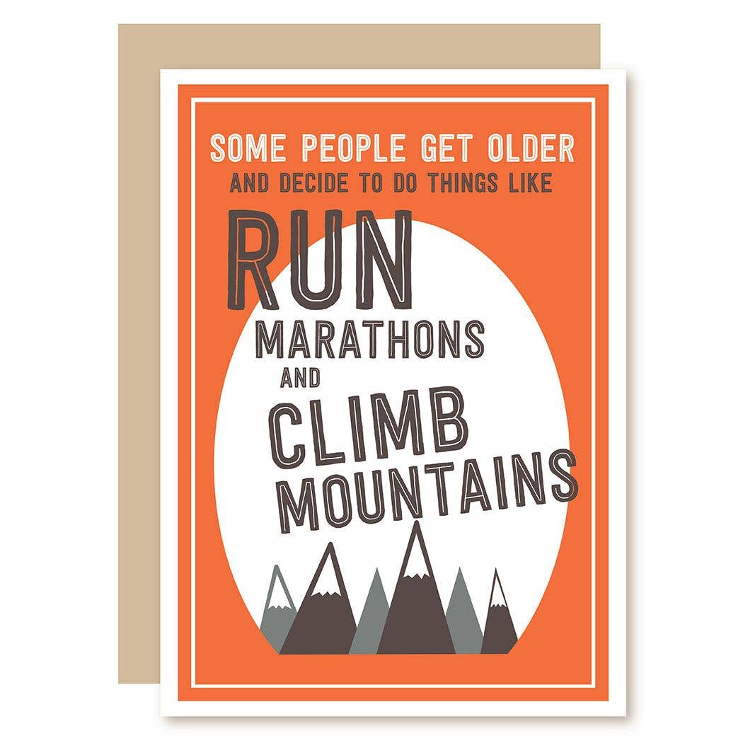 Marathons & Mountains - Birthday Card