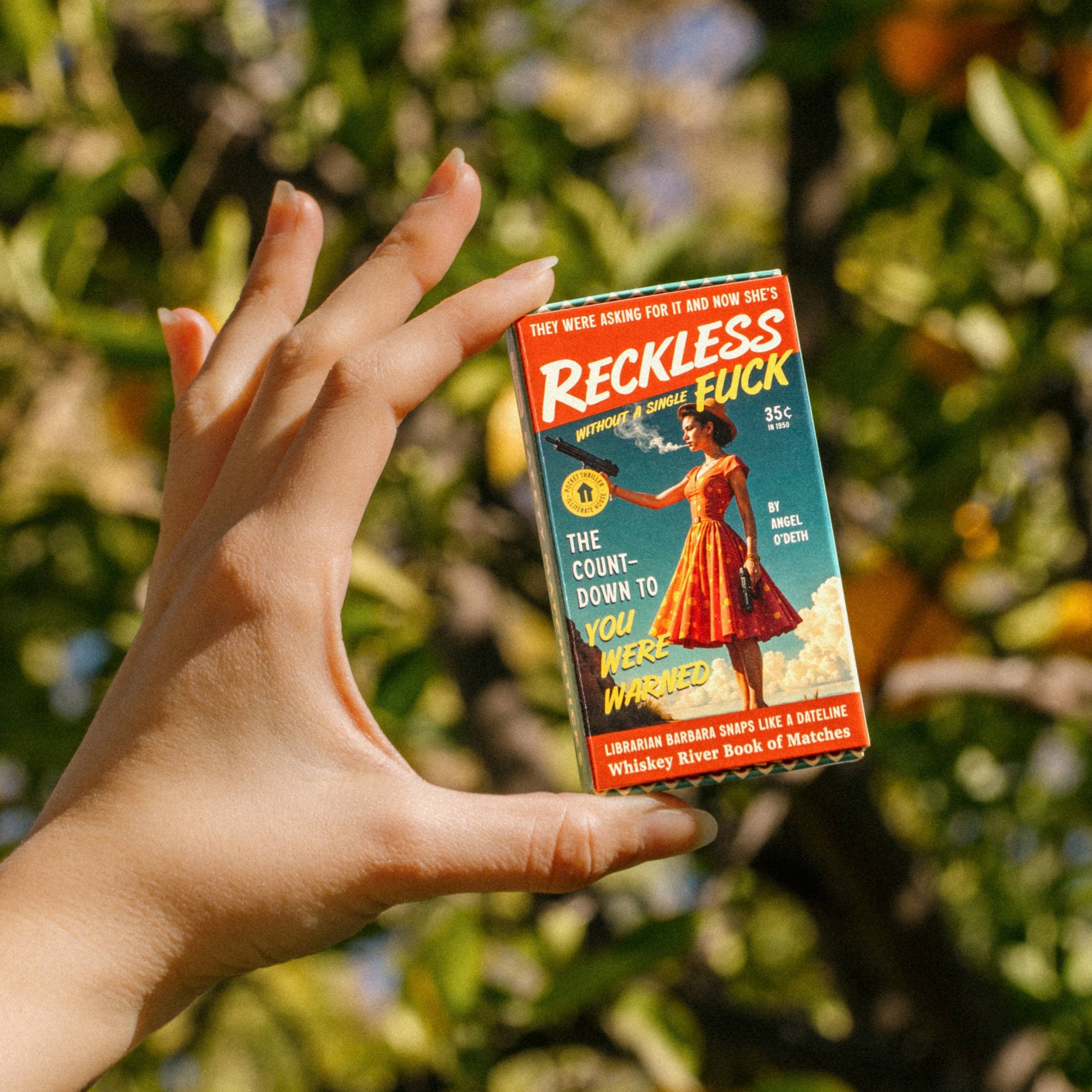 Reckless Pulp Friction vintage style matchbook by Whiskey River Soap Co., from The Ruddy Duck in Whitefish, Montana