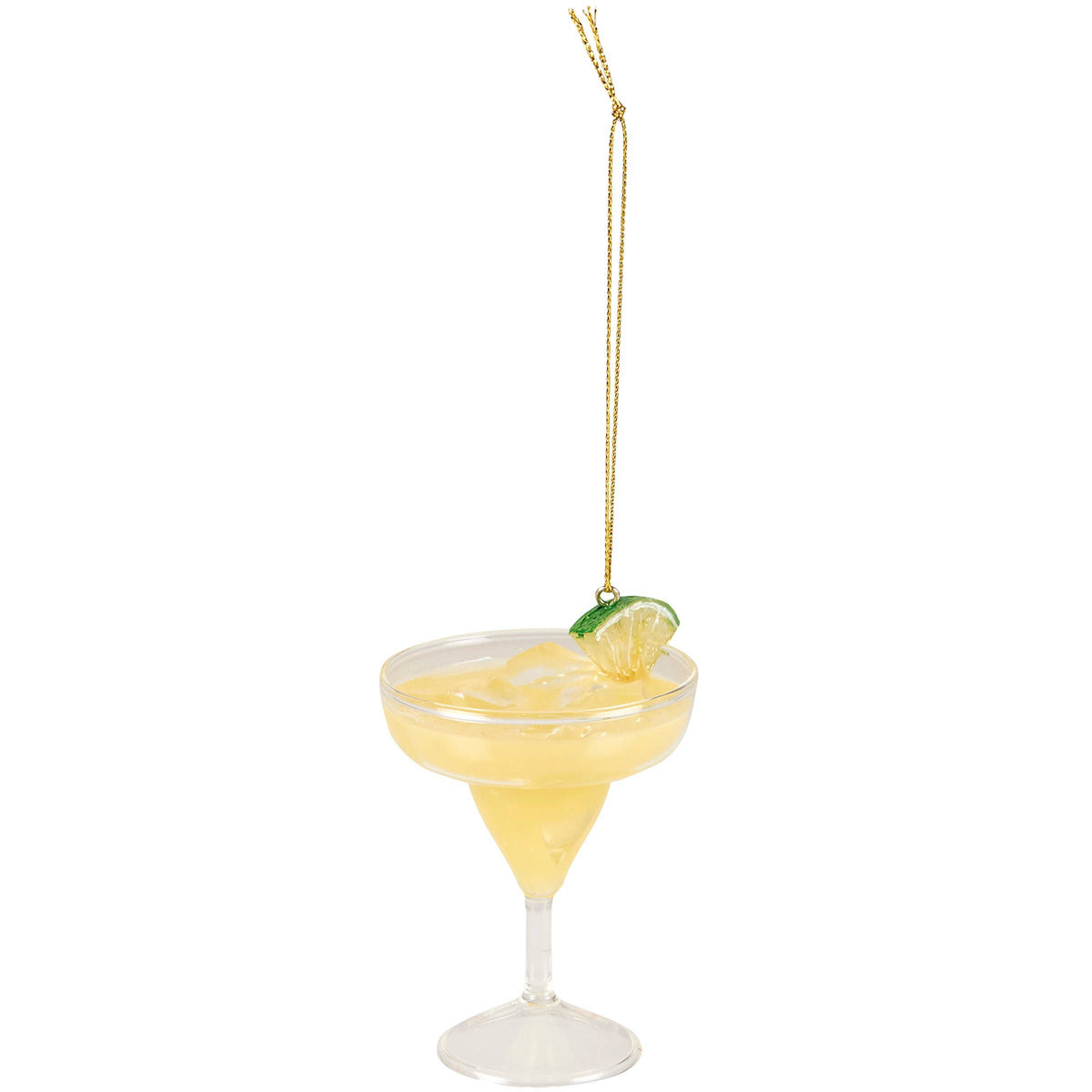 Glass margarita cocktail ornament with lime wedge, alternate view, from The Ruddy Duck in Whitefish, Montana
