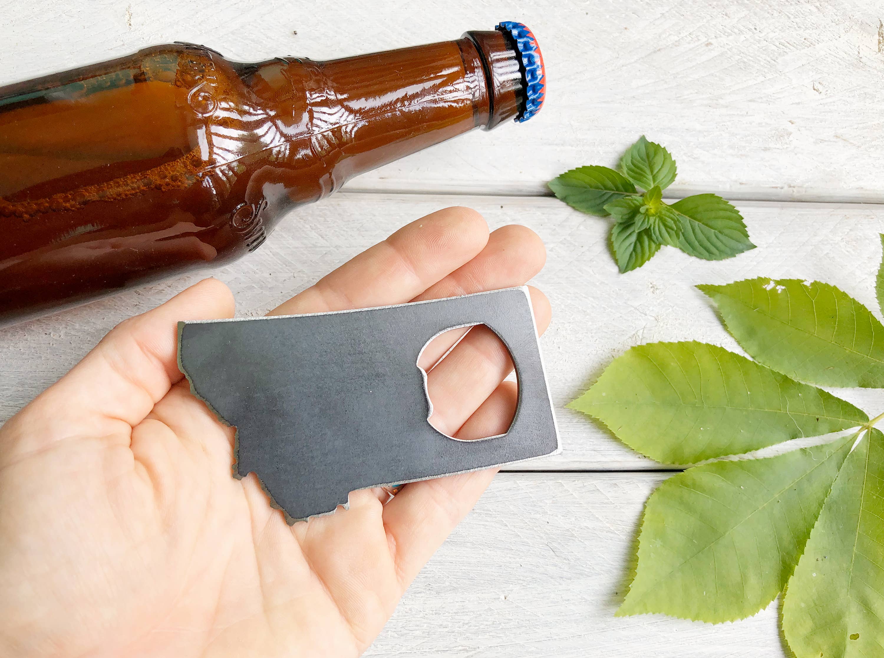 Montana State Bottle Opener Made From Recycled Raw Steel