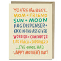 Colorful Mother's Day card with text on a beige background