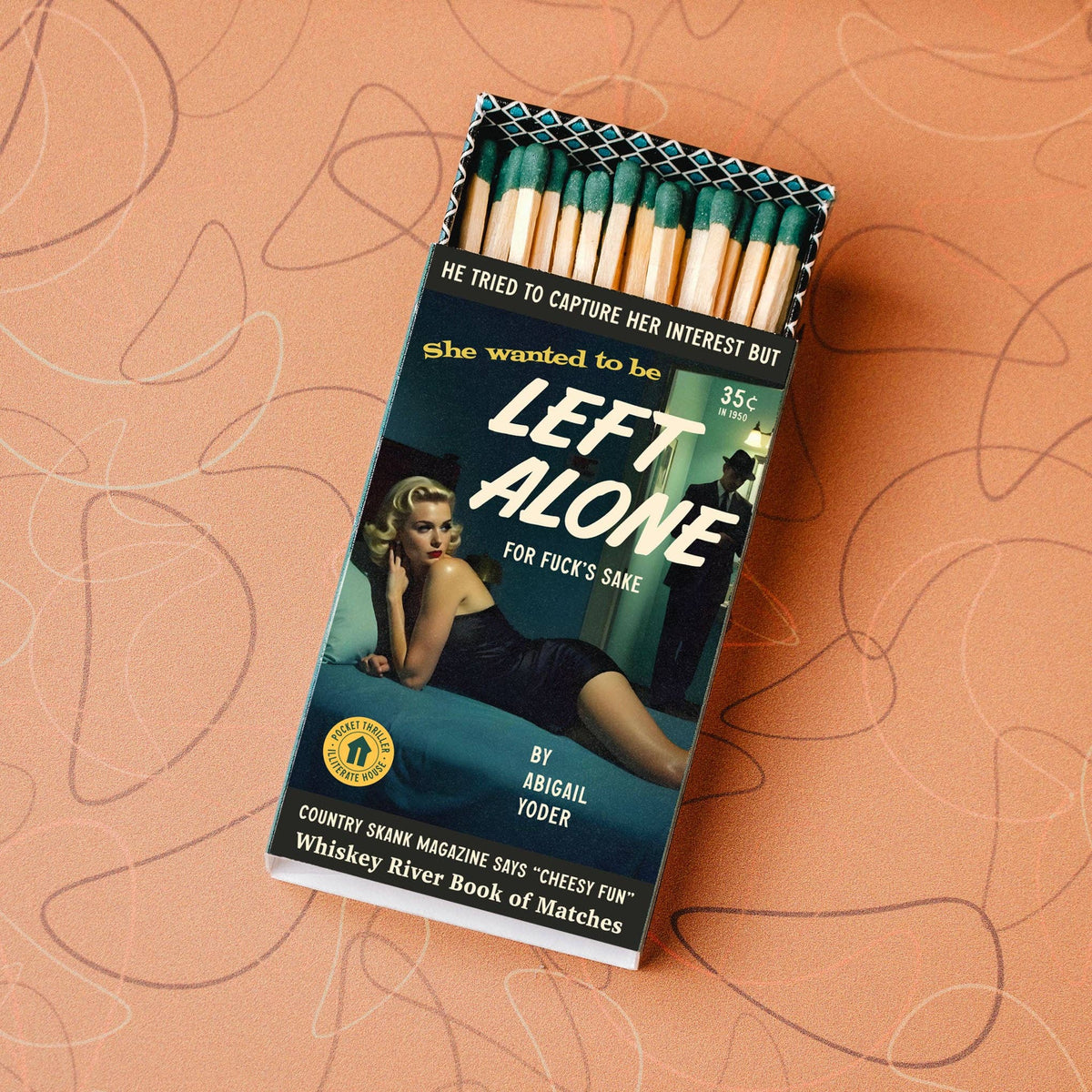 Left Alone Pulp Friction vintage style matchbook by Whiskey River Soap Co., from The Ruddy Duck in Whitefish, Montana
