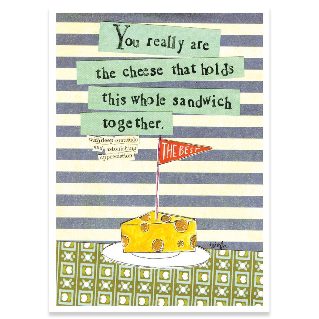 The Cheese glitter thank you card by Calypso Cards, from The Ruddy Duck in Whitefish, Montana