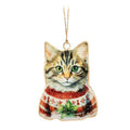 Tabby Cat in Sweater - Metal Christmas Ornament