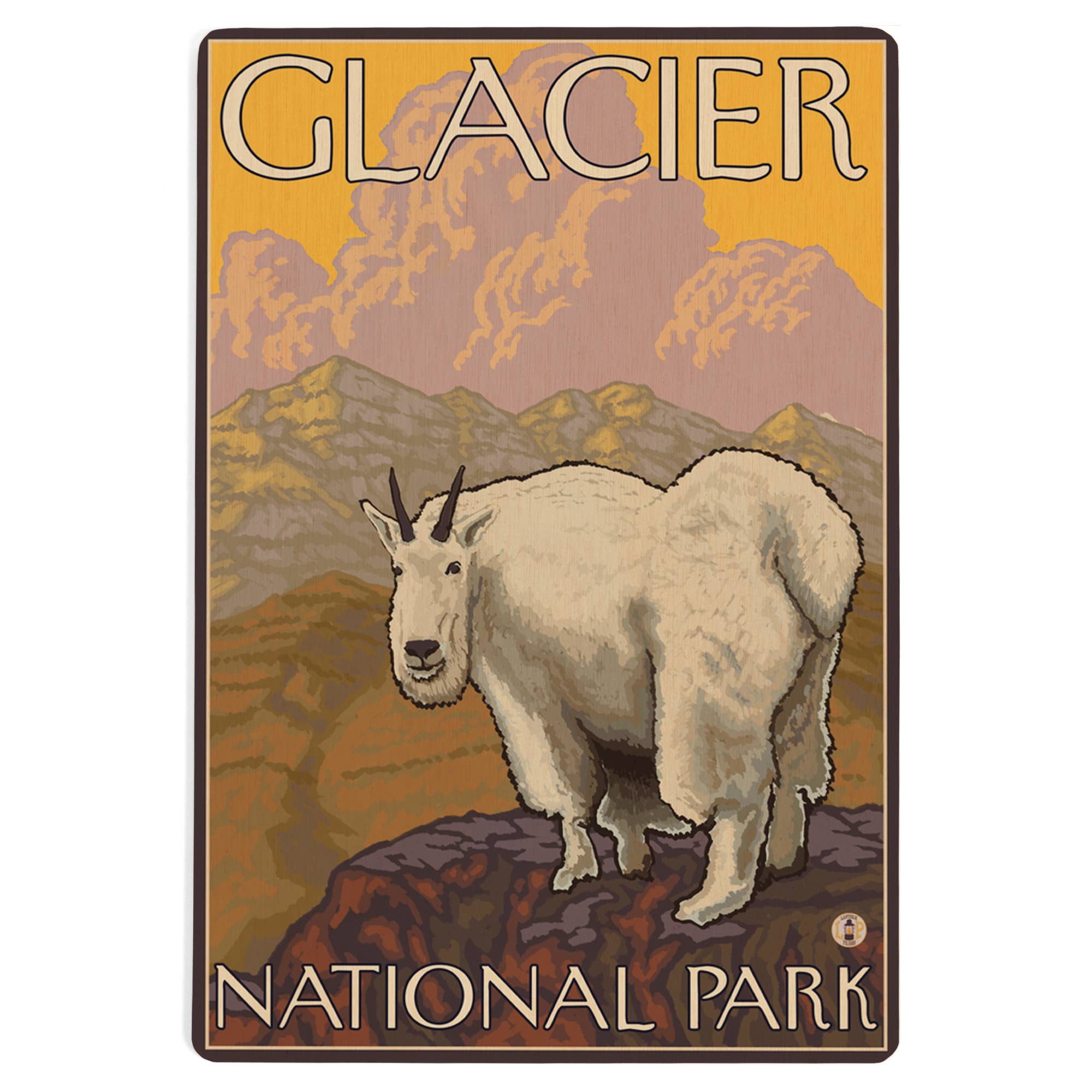 Montana Mountain Goat - Wood Postcard