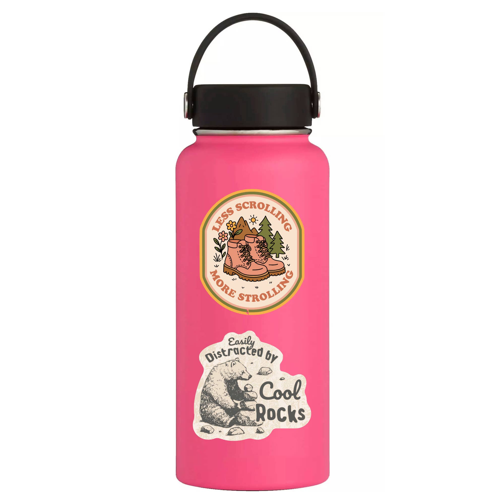 Distracted By Cool Rocks Bear - Vinyl Sticker