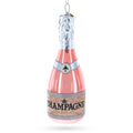 Pink Champagne Bottle - Glass Christmas Ornament