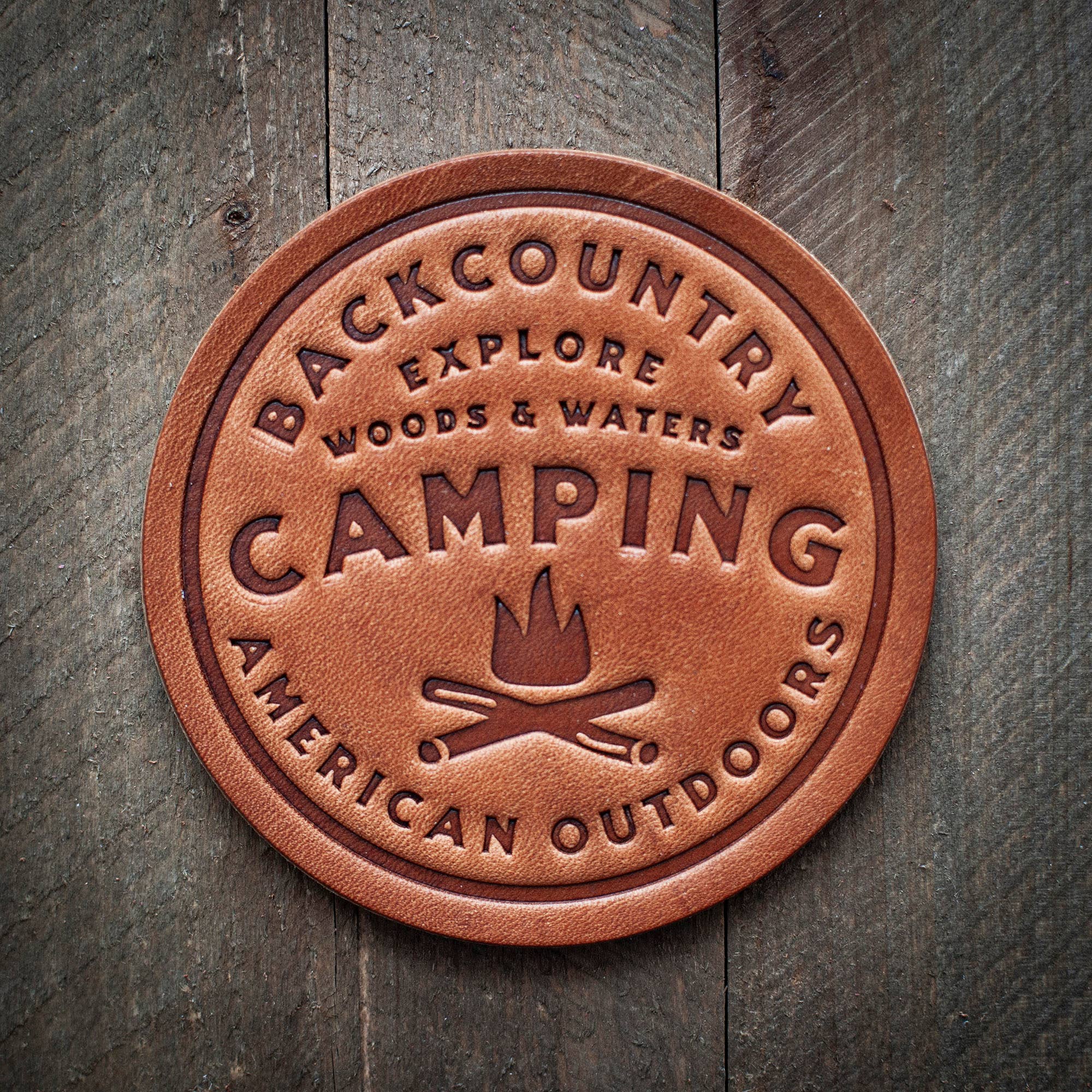 Camping ... Leather Coaster