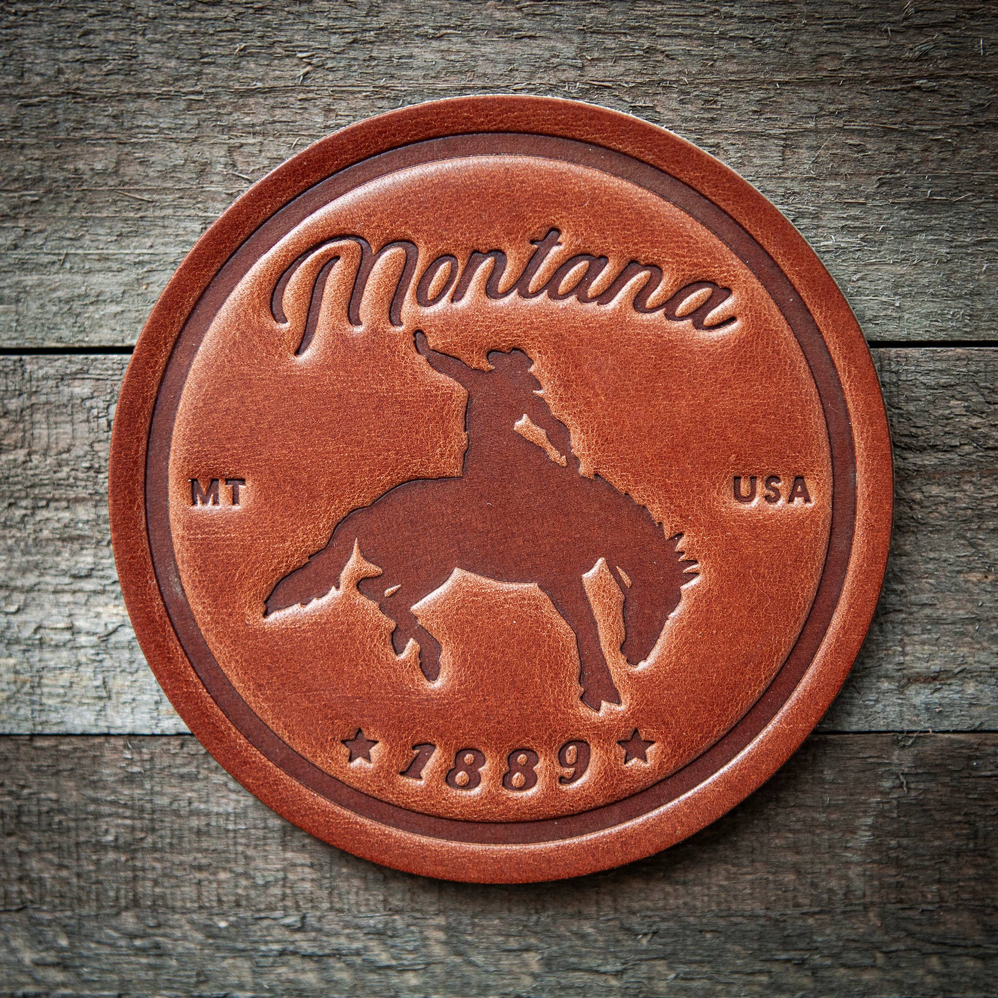 Montana Bronco ... Leather Coaster