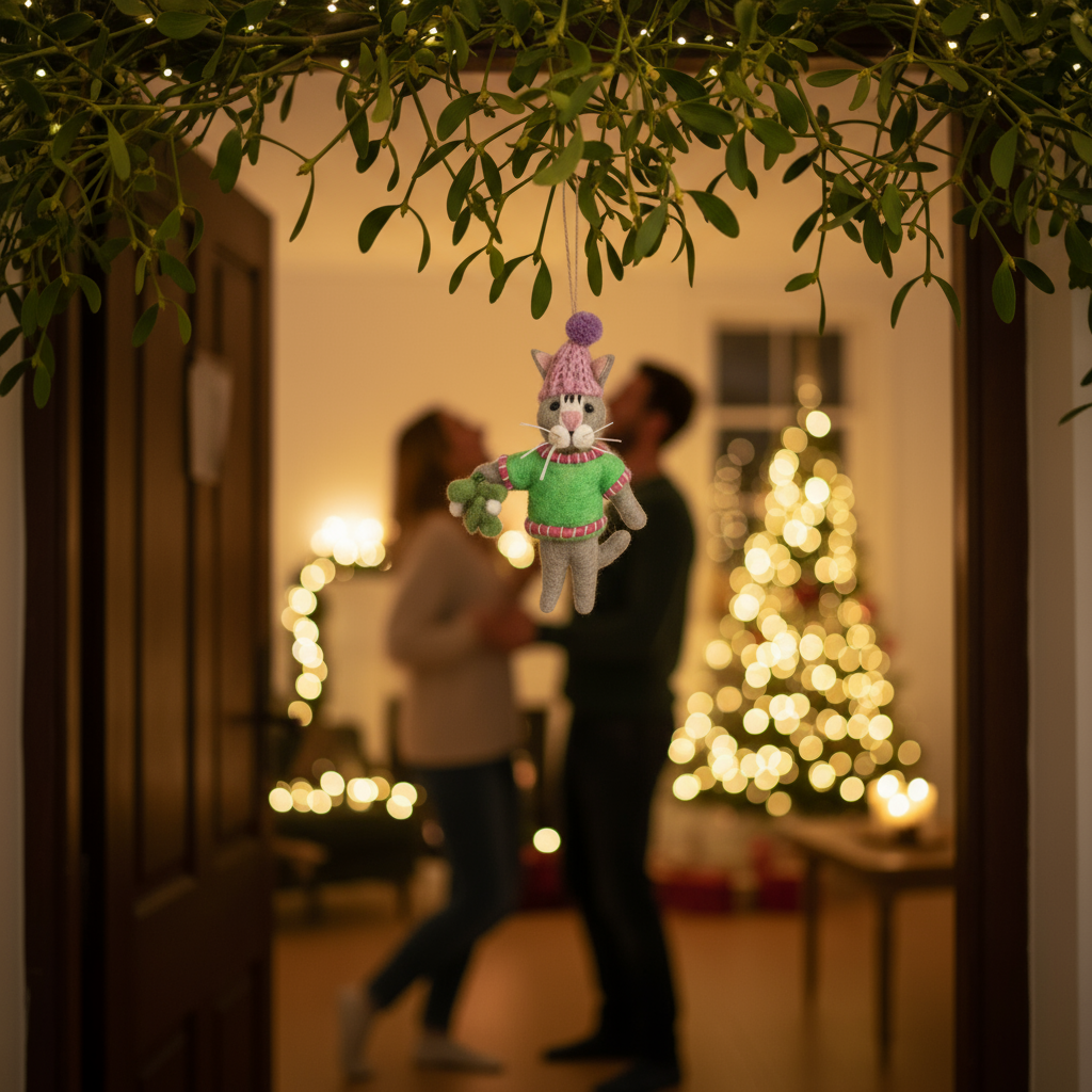 Mistletoe Meows - Felt Cat Christmas Ornament