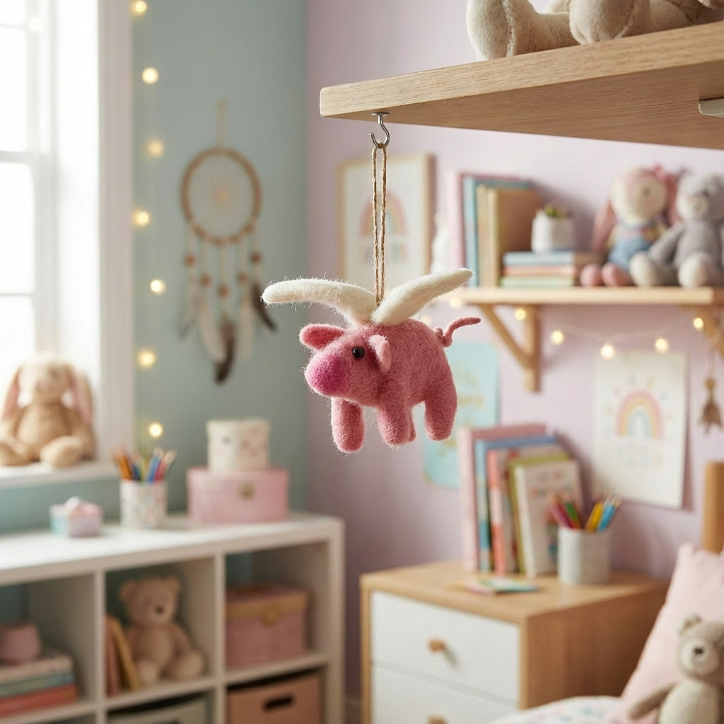When Pigs Fly - Handmade Felt Wool Ornament
