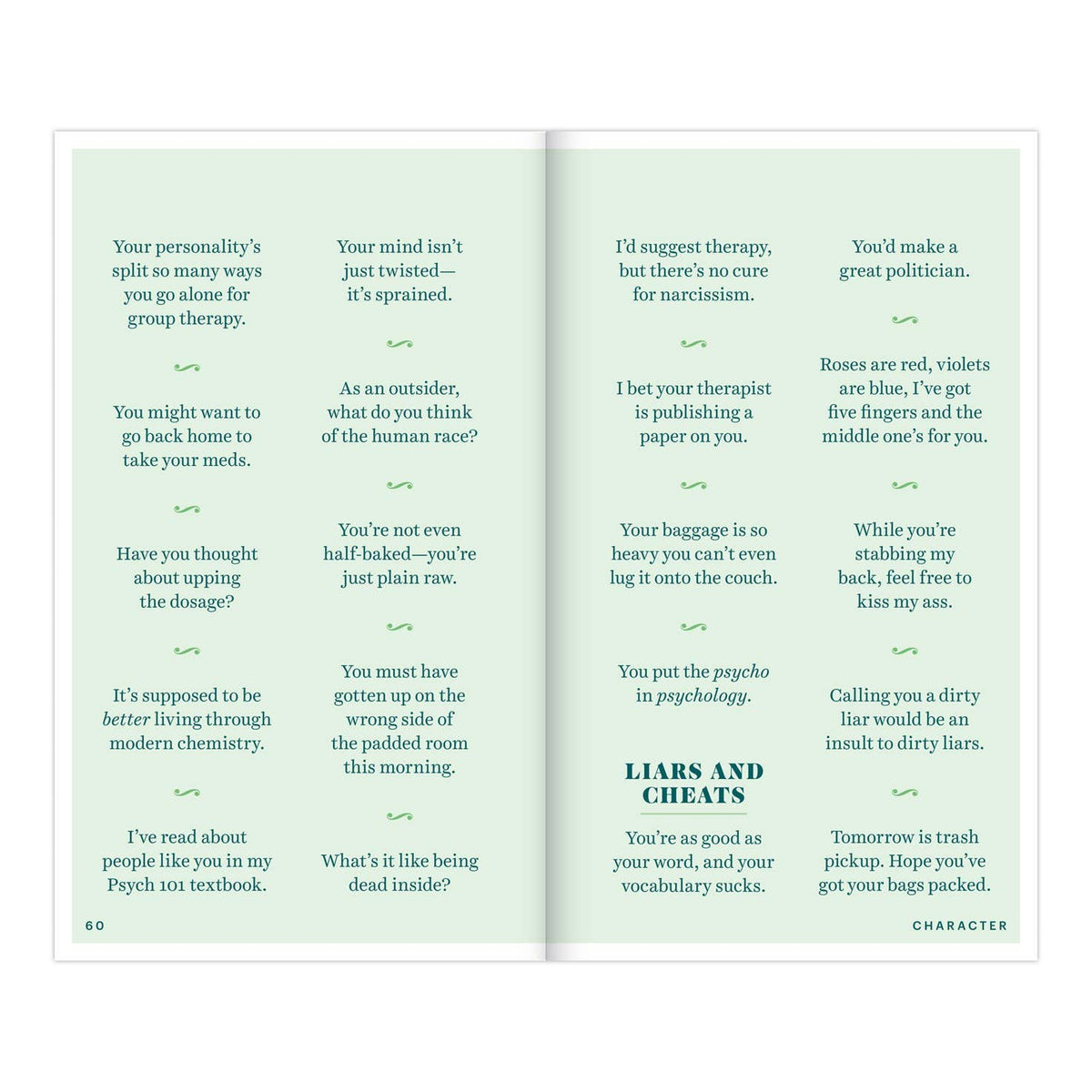 Insults and Comebacks for All Occasions paperback book from The Ruddy Duck in Whitefish, Montana, alternate view