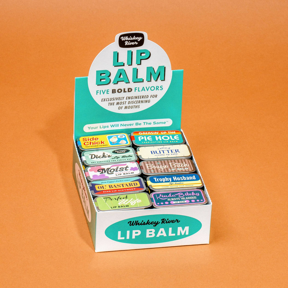 Bougie Bitch vanilla lip balm in an old school metal tin by Whiskey River Soap Co., from The Ruddy Duck in Whitefish, Montana