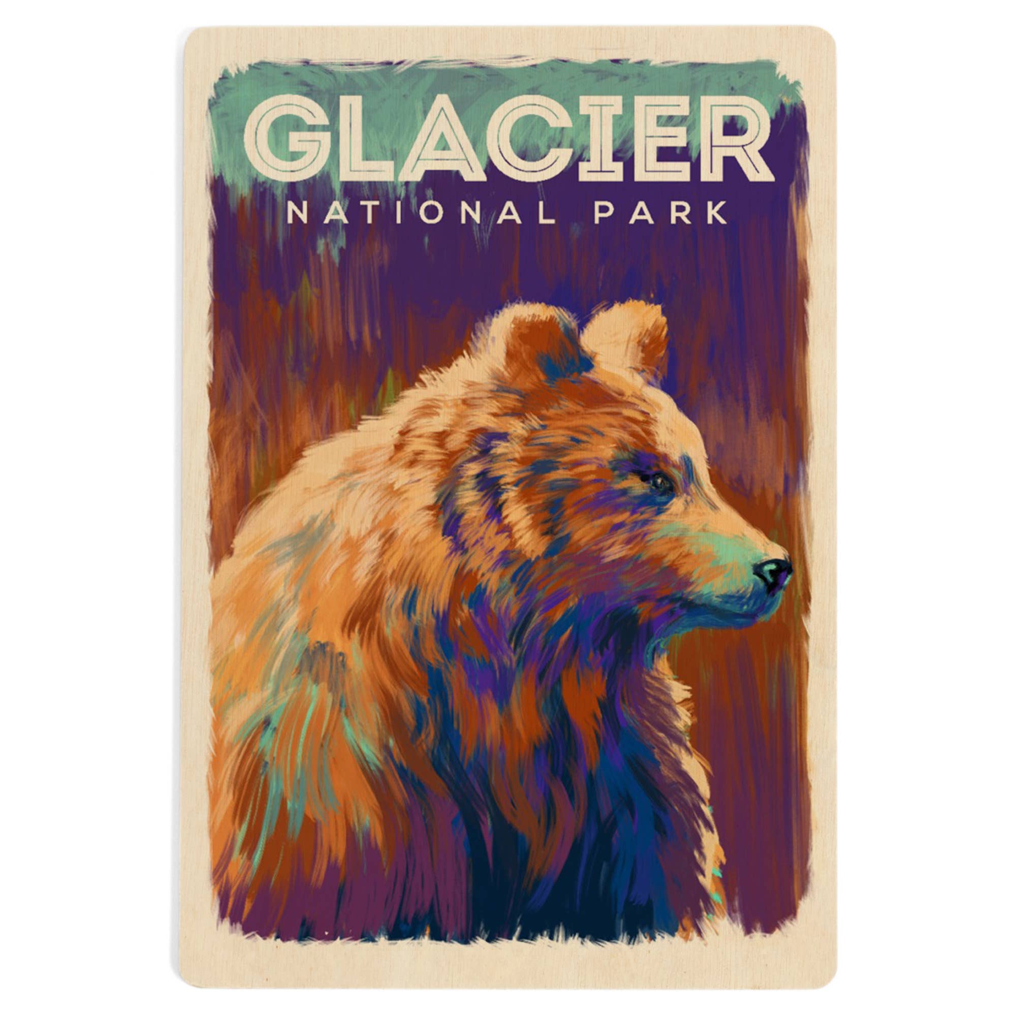 Glacier Park Grizzley Bear - Wood Postcard