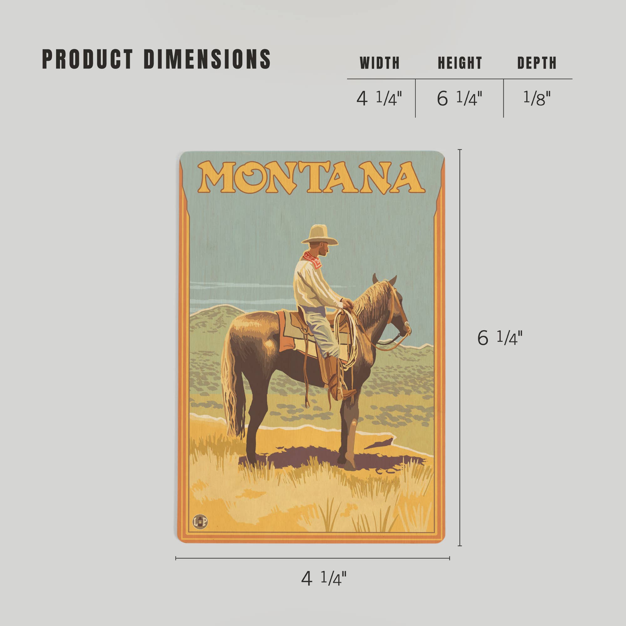 Cowboy On Horse - Montana Wood Postcard