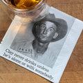 Clay Never Drinks Alone funny mugshot cocktail napkins, pack of 20, from The Ruddy Duck in Whitefish, Montana