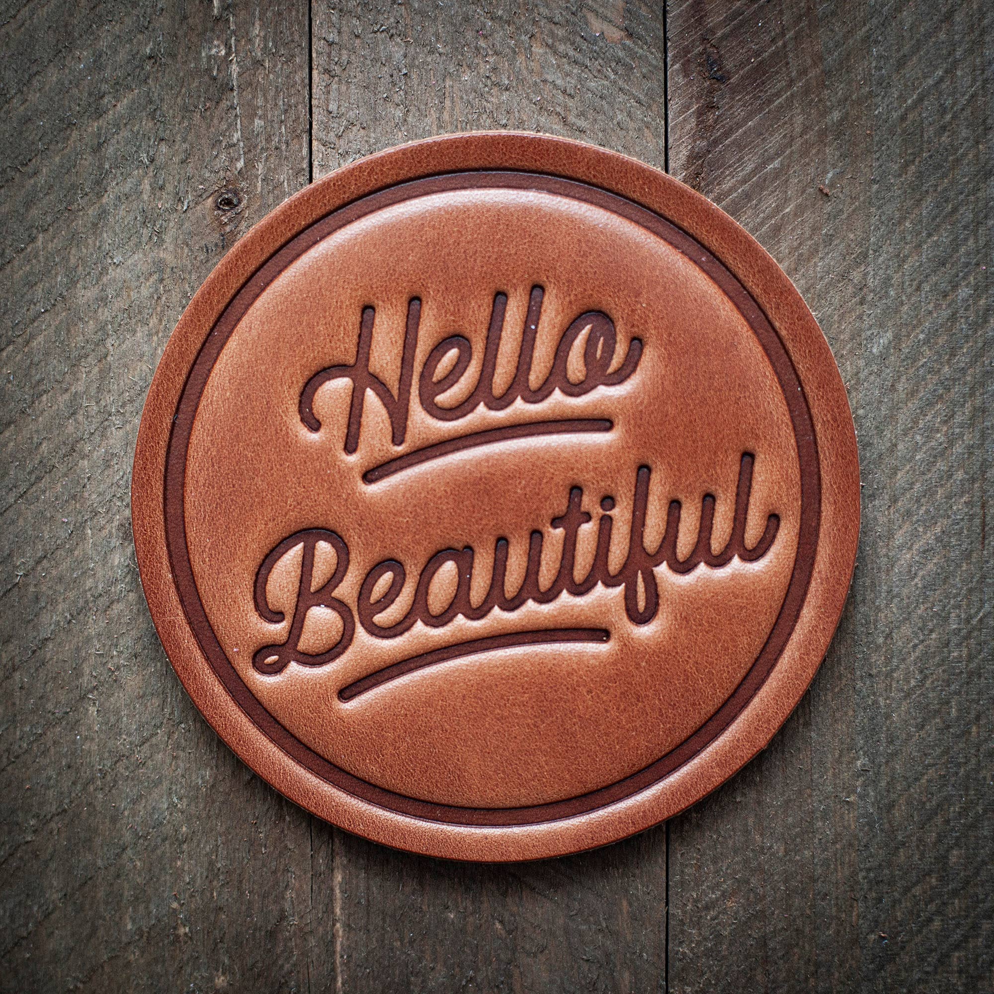 Hello Beautiful ... Leather Coaster
