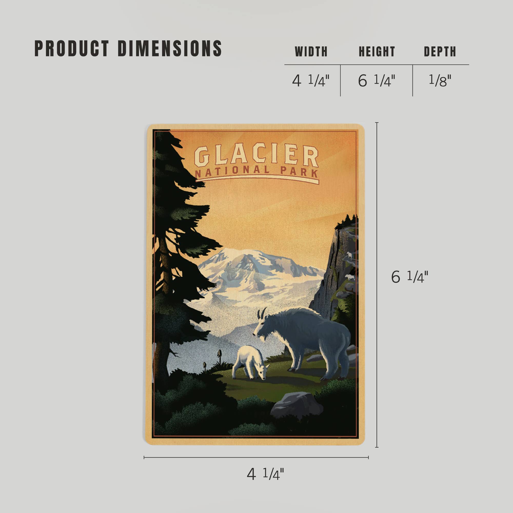 Glacier Park Mountain Goats -  Wood Postcard