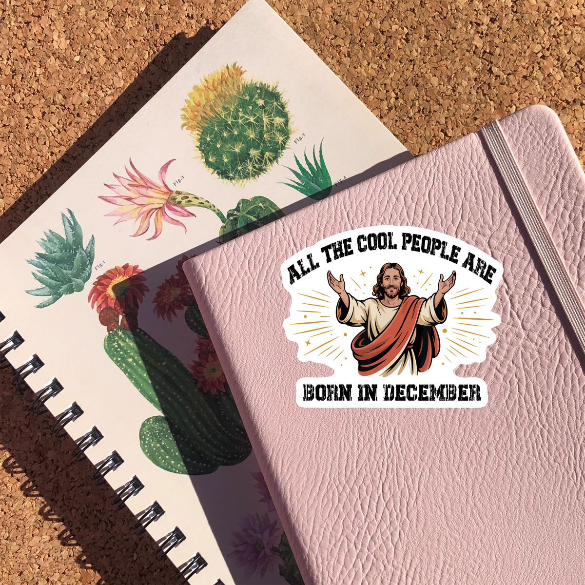 All The Cool People Are Born In December vinyl sticker with retro Jesus design, from The Ruddy Duck in Whitefish, Montana