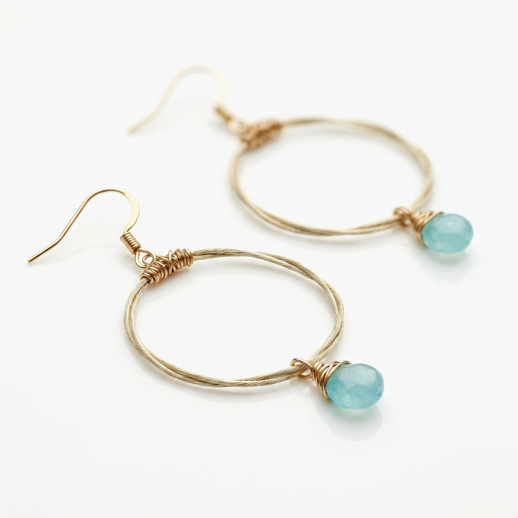 Chalcedony - Briolette Hoop Earring