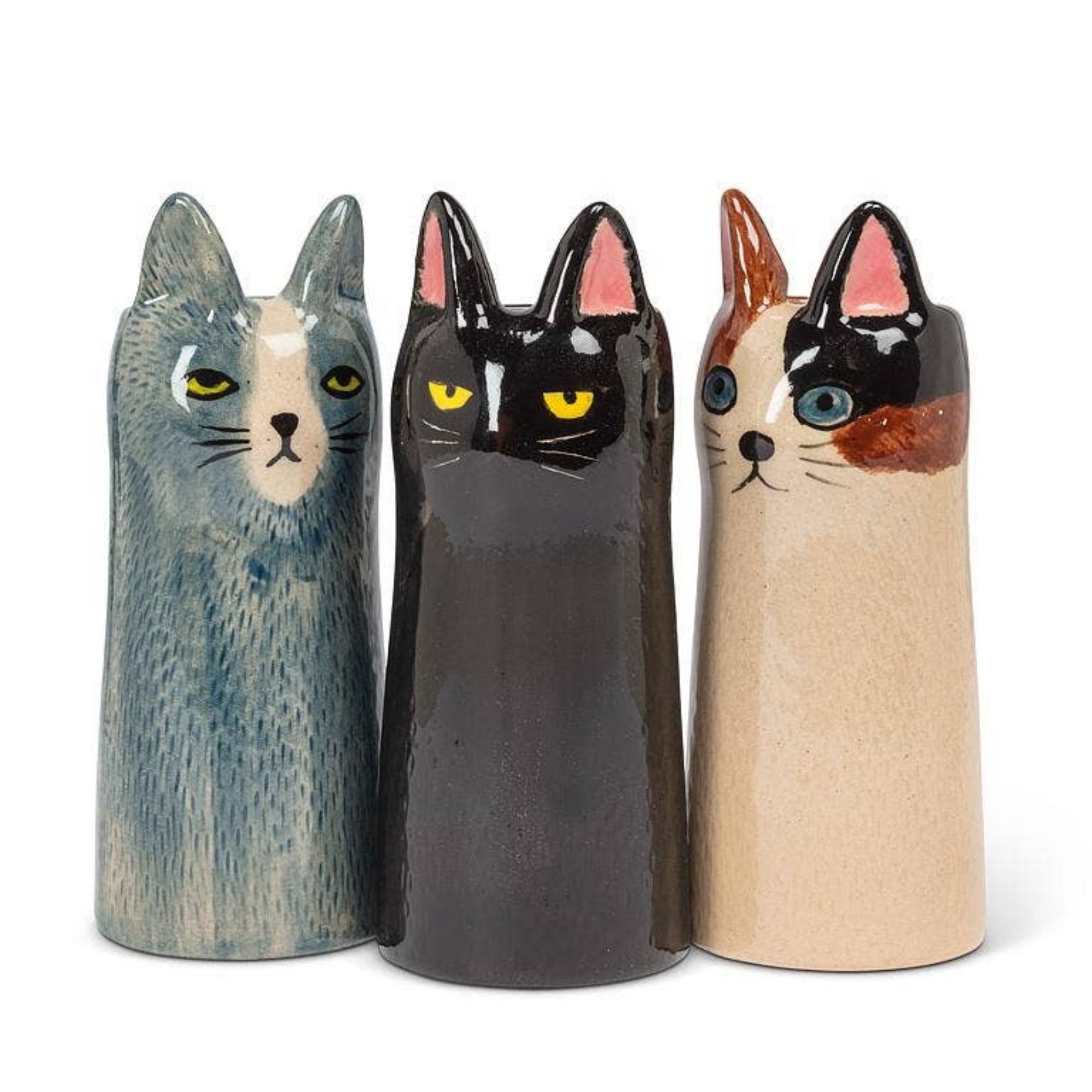 Beige Skinny Cat - Ceramic Flower Vase - The Ruddy Duck