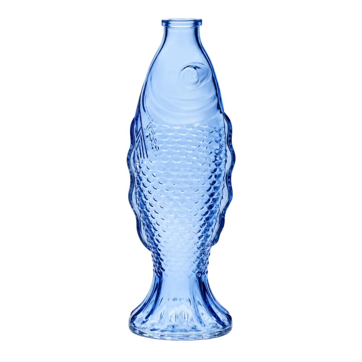 Blue Glass Sprouting Fish Flower Vase on white background