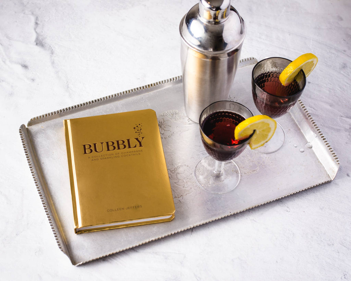 Bubbly champagne and sparkling cocktail recipe book from The Ruddy Duck in Whitefish, Montana, alternate view