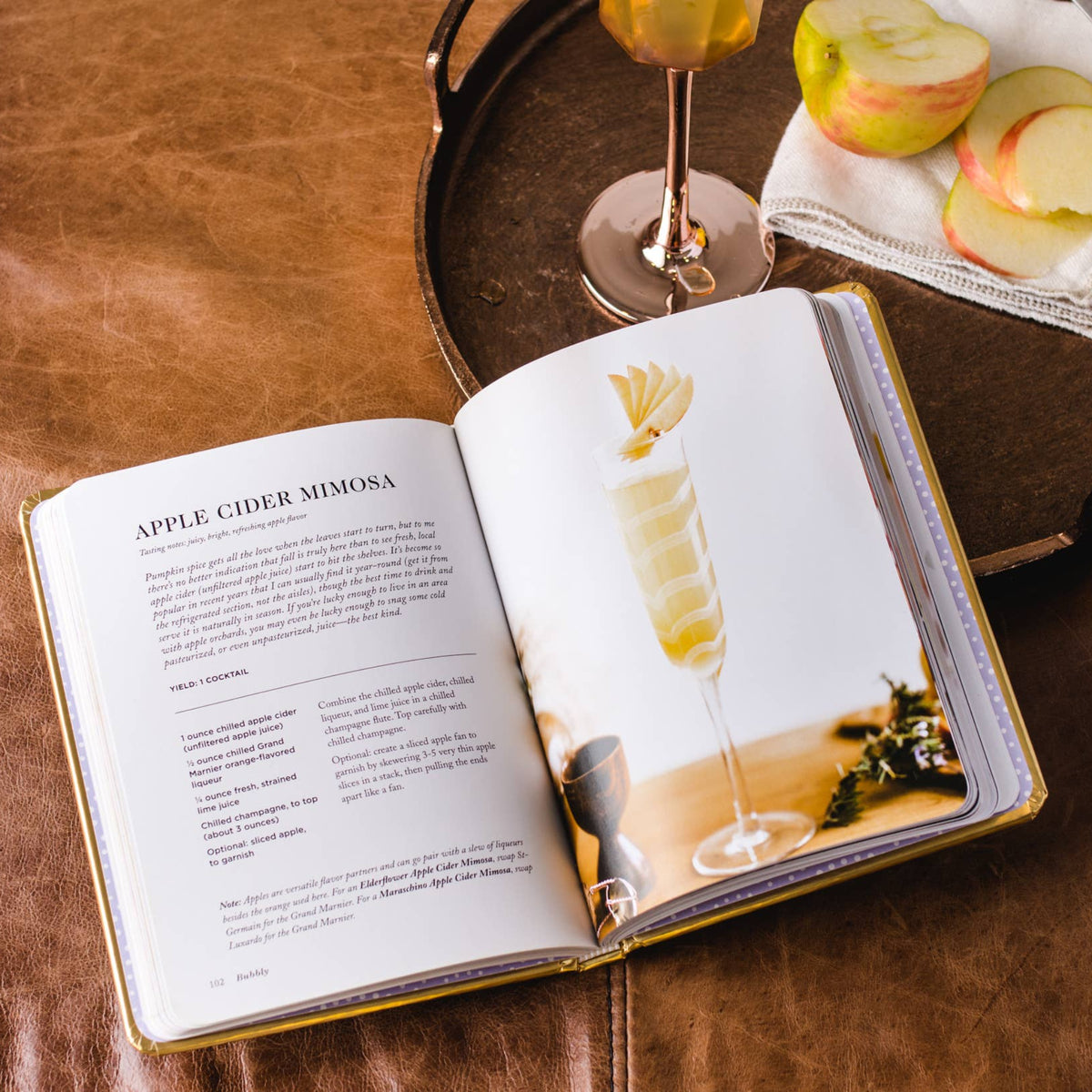 Bubbly champagne and sparkling cocktail recipe book from The Ruddy Duck in Whitefish, Montana, alternate view