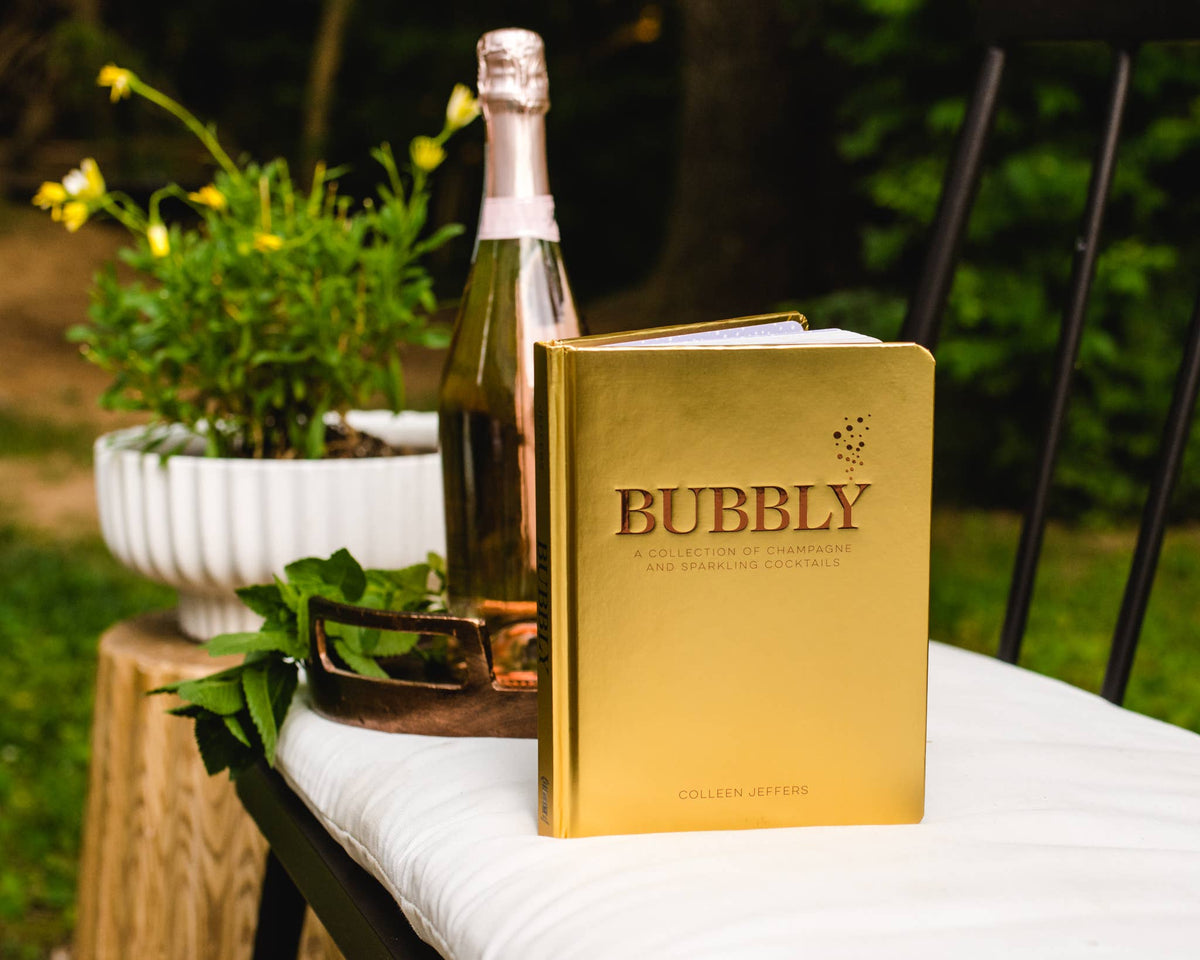 Bubbly champagne and sparkling cocktail recipe book from The Ruddy Duck in Whitefish, Montana, alternate view