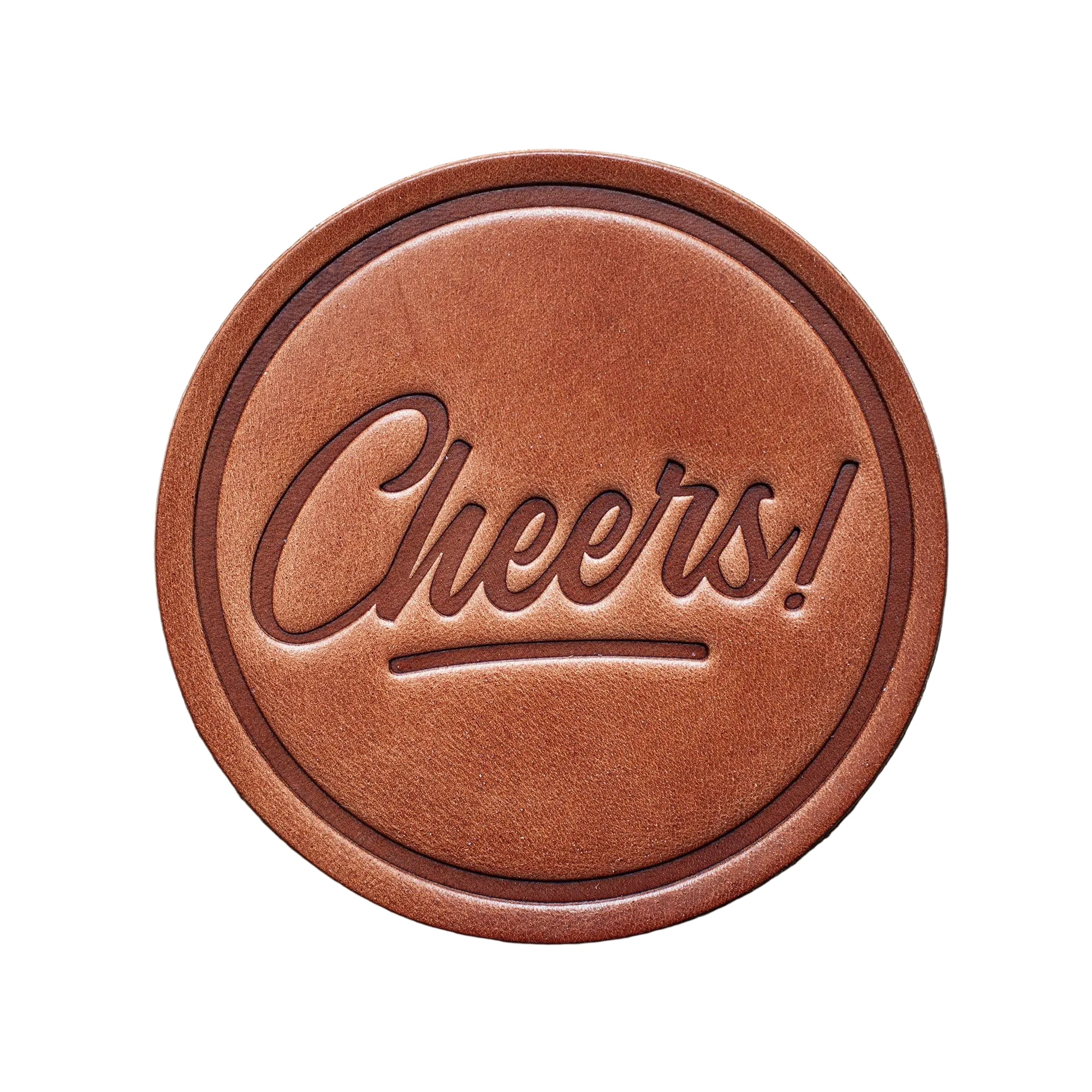Cheers! Embossed Genuine Leather Coaster - The Ruddy Duck