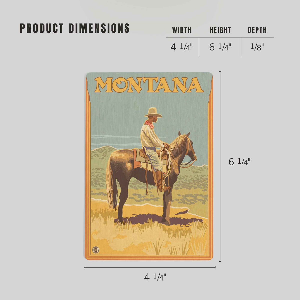 Cowboy On Horse - Montana Wood Postcard