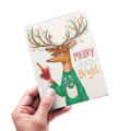 Sarcastic Merry & Bright Grumpy Reindeer Holiday Card