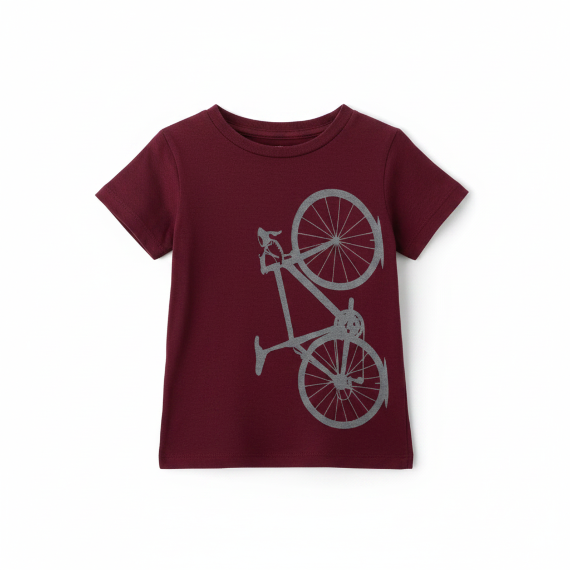 Maroon Cranberry Colored Baby Tee with a Bike on it
