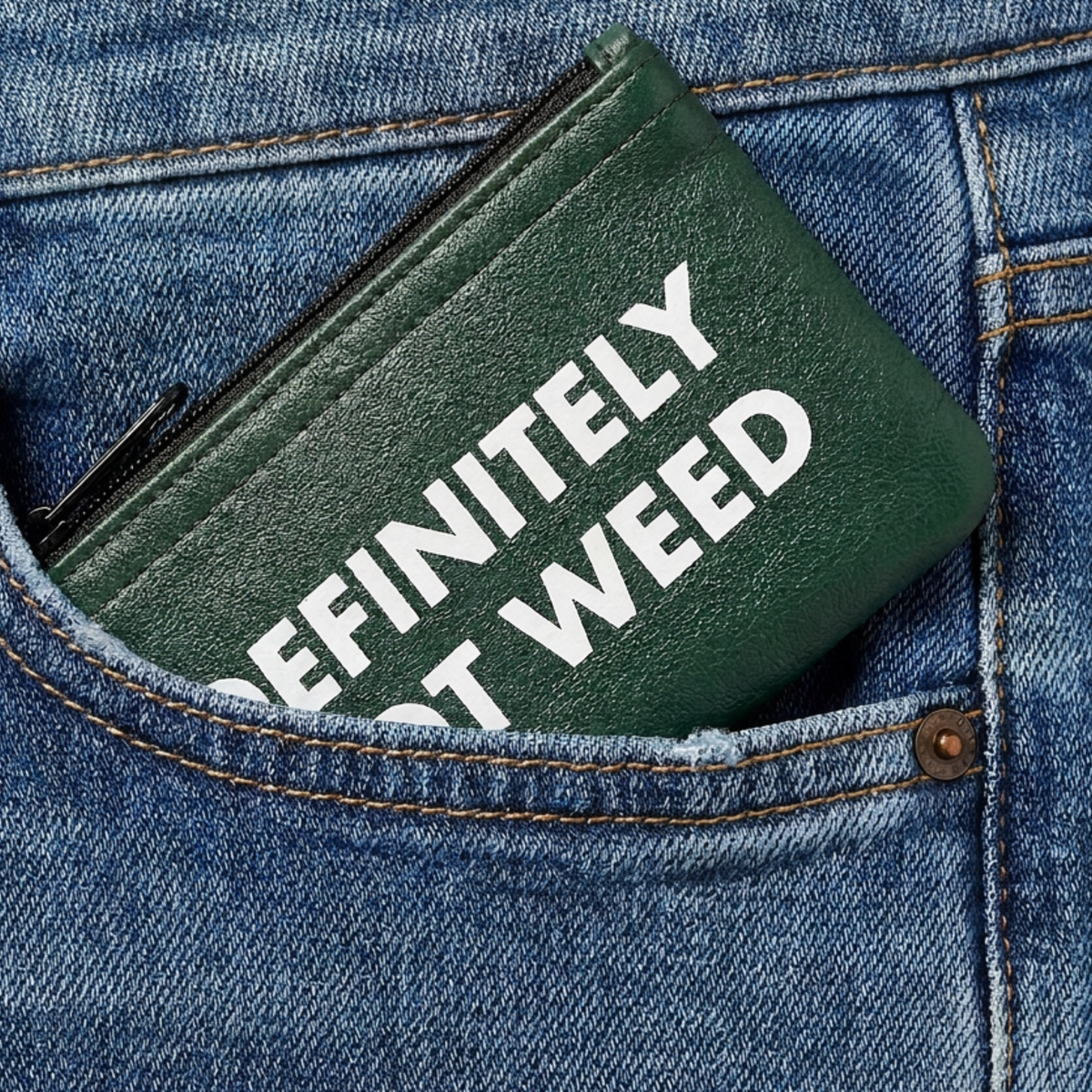 Definitely Not Weed - Green Zippered Stash Pouch