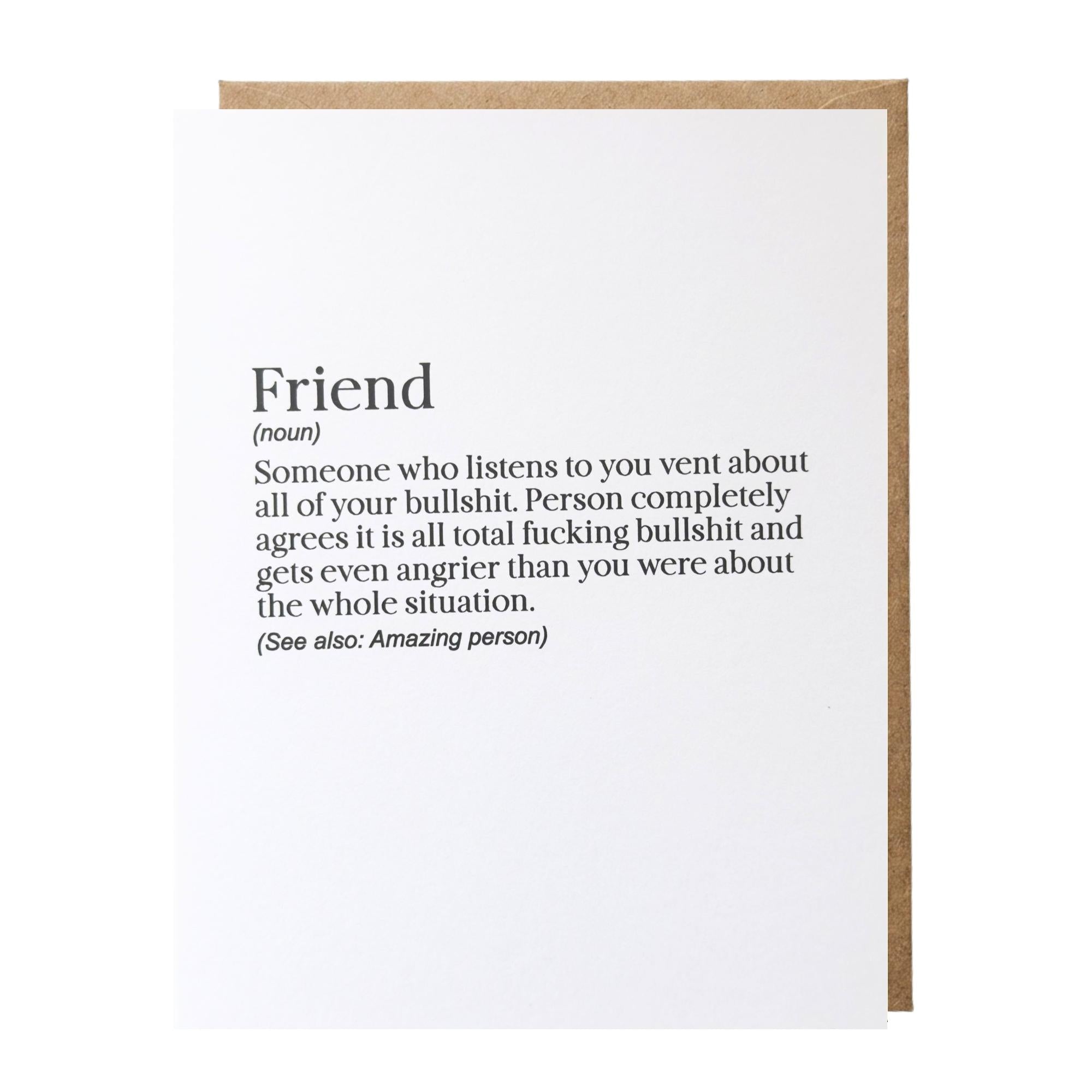 Definition of Friend - Friendship Card