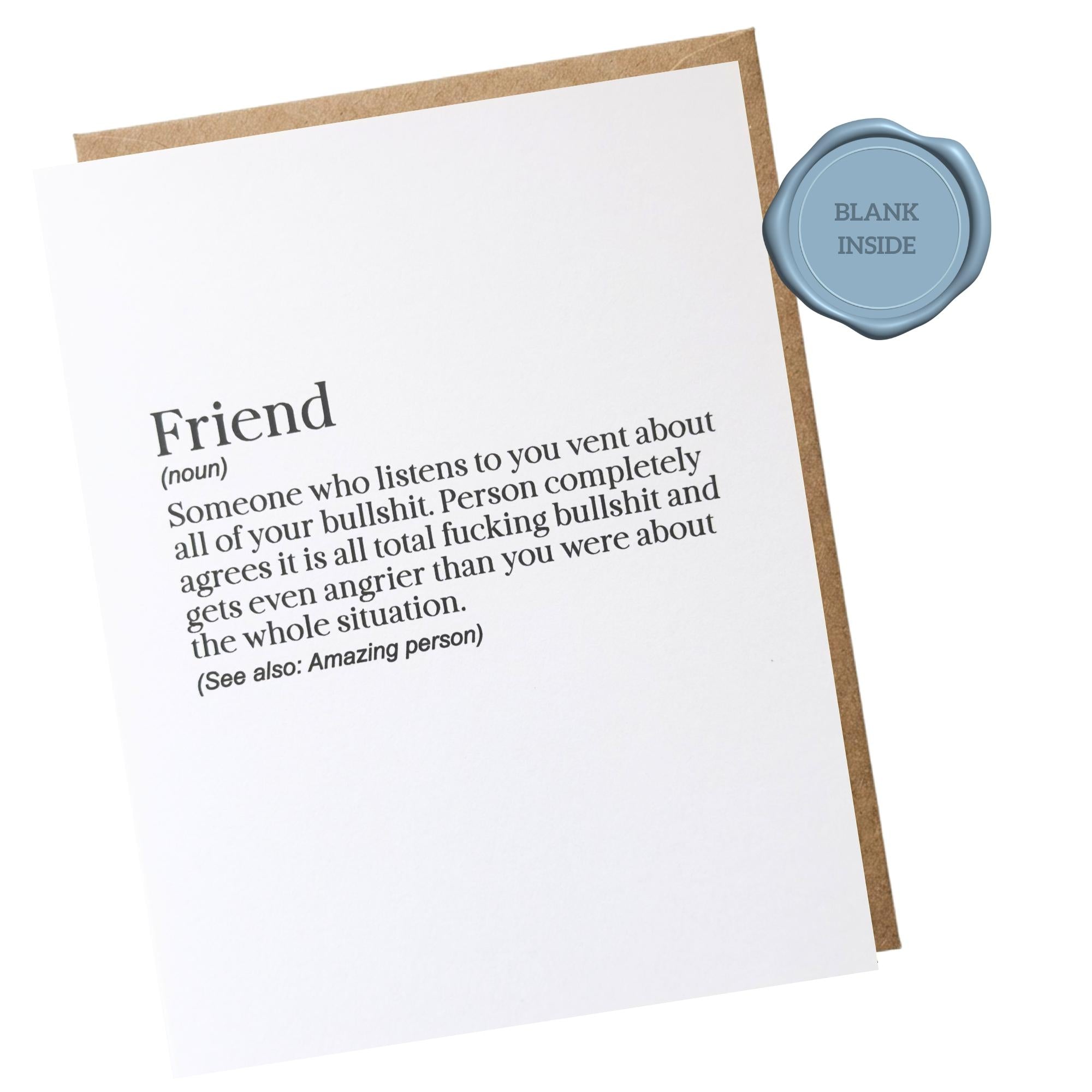Definition of Friend - Friendship Card