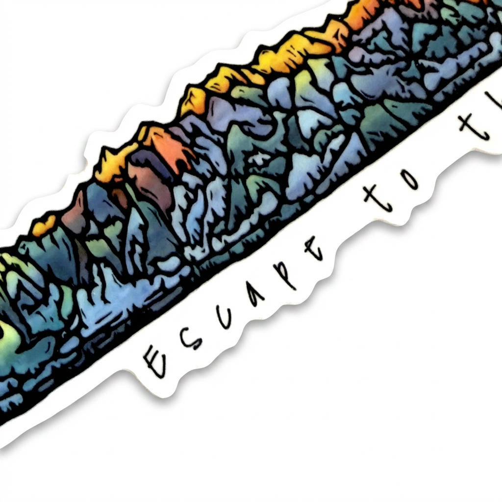 Escape To Mountains - Local Artwork Sticker