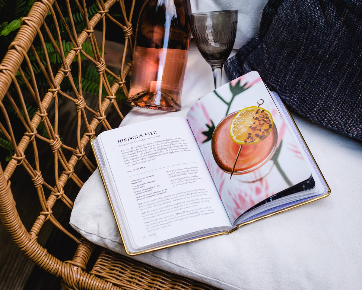 Bubbly champagne and sparkling cocktail recipe book from The Ruddy Duck in Whitefish, Montana, alternate view