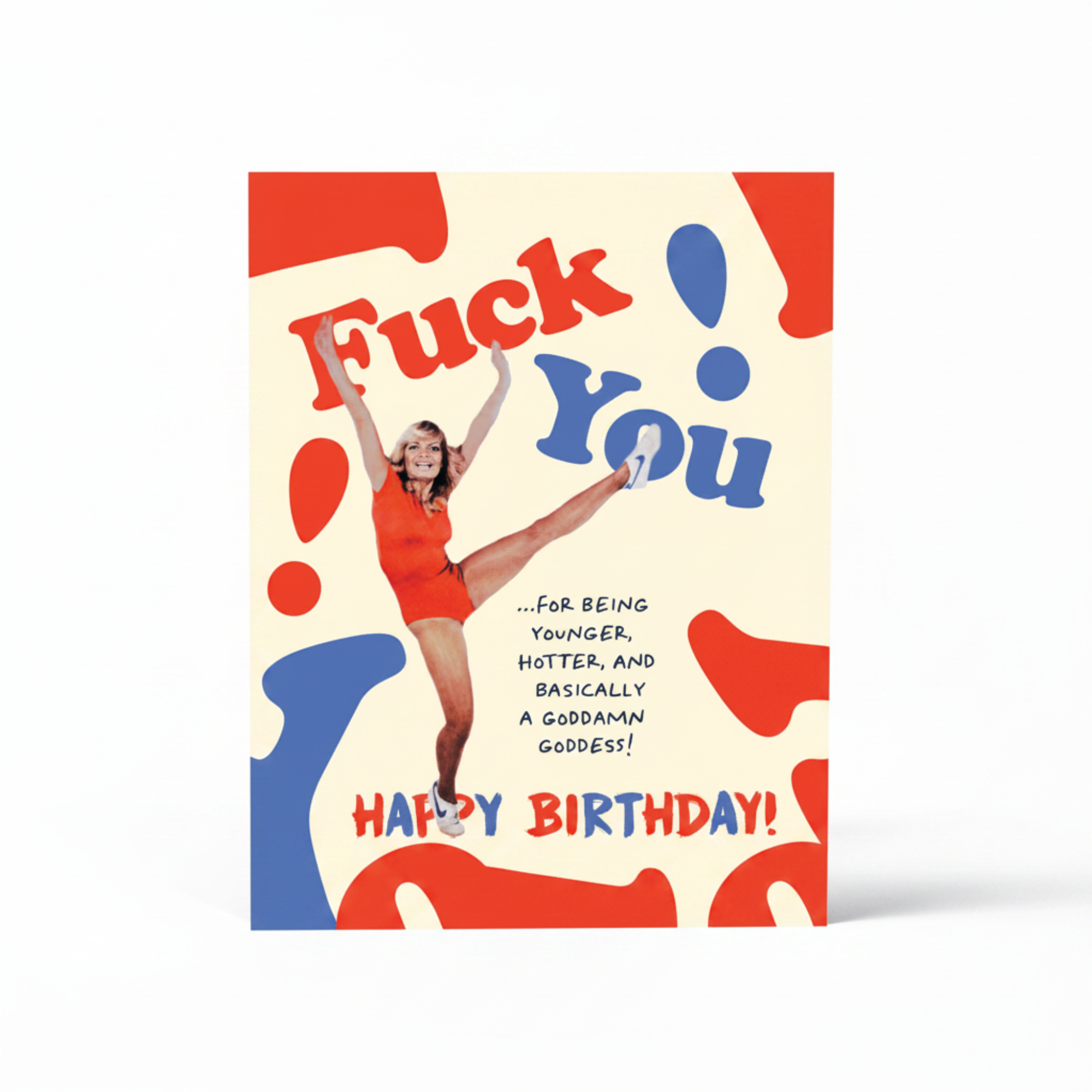 Birthday card with colorful design and text on a white background