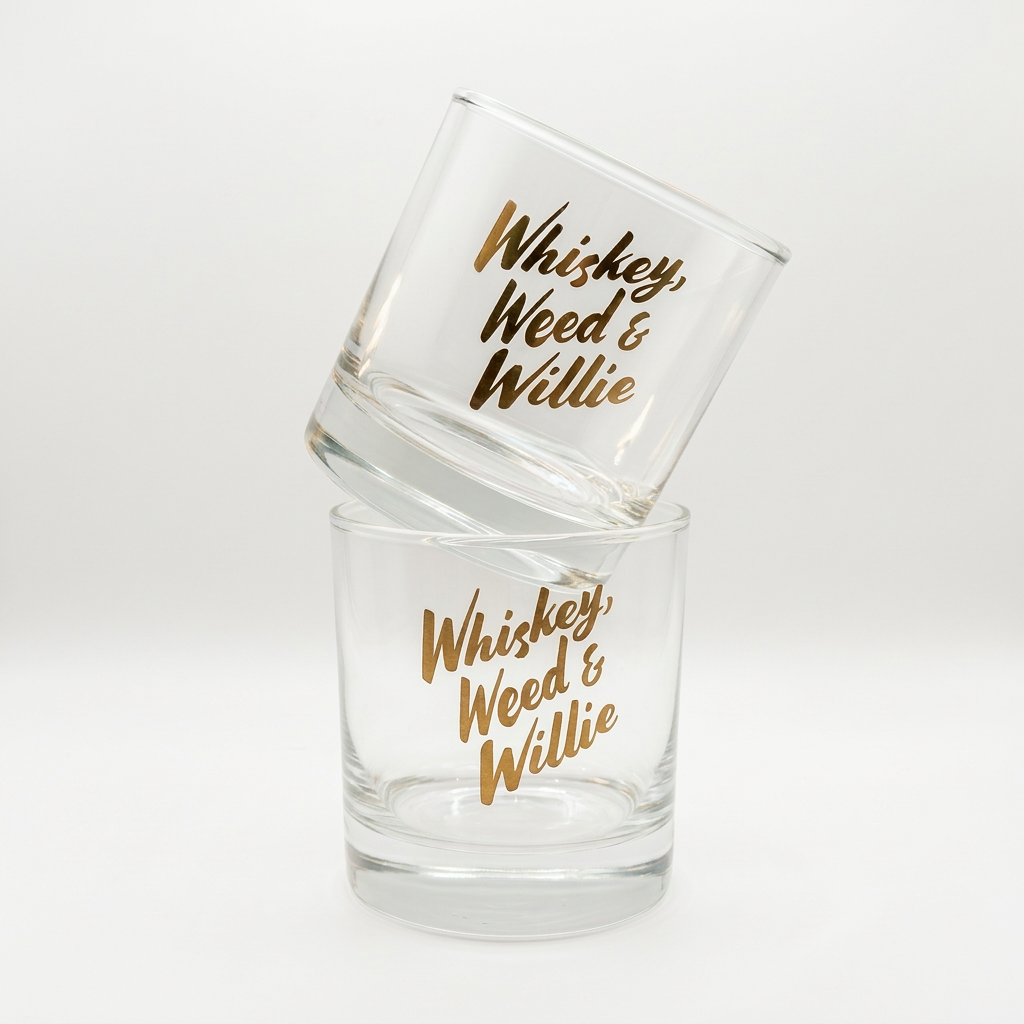 Weed, Whiskey + Willie - Rocks Glass