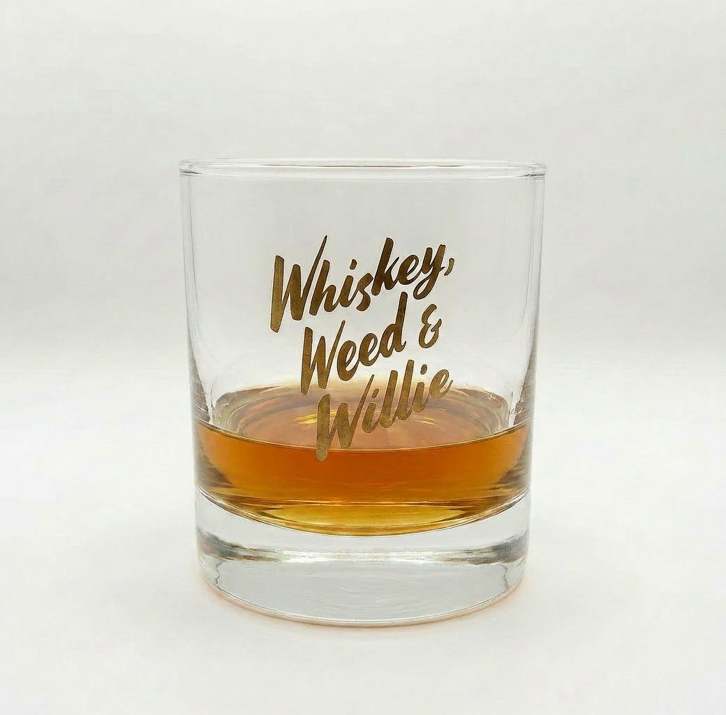 Weed, Whiskey + Willie - Rocks Glass