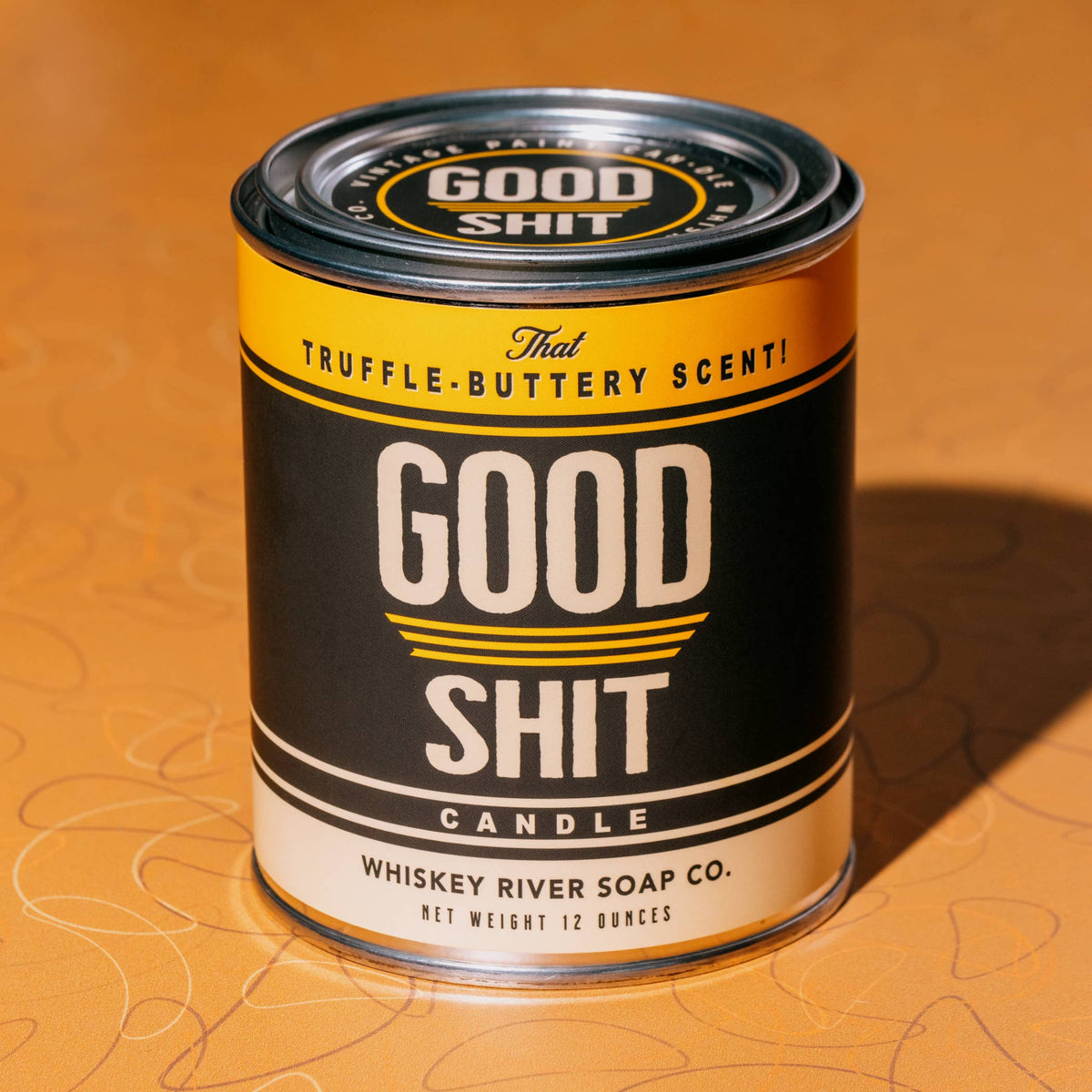 Good Shit vintage paint can candle, truffle butter scented, by Whiskey River Soap Co., from The Ruddy Duck in Whitefish, Montana