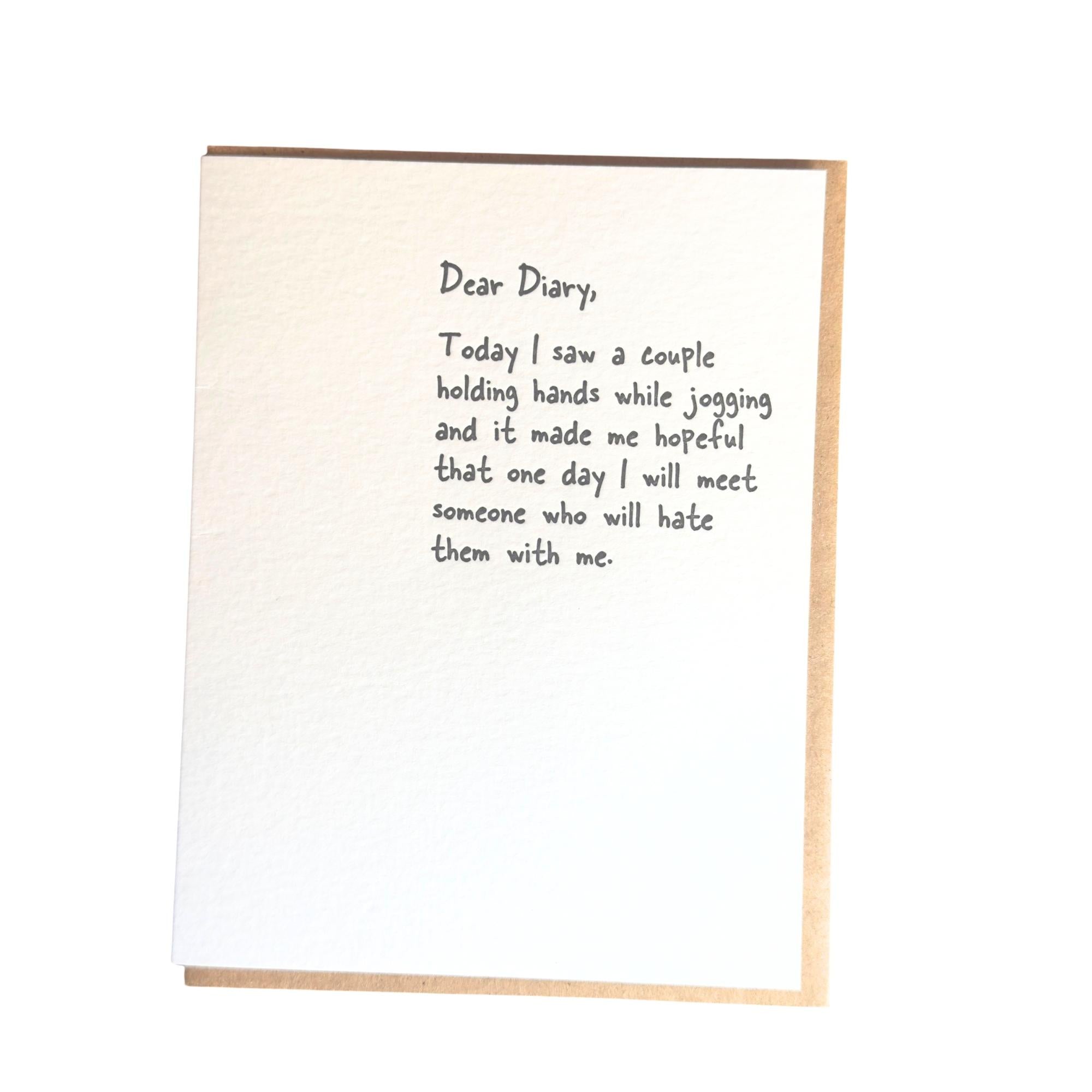 Dear Diary - Letterpress Friendship Card