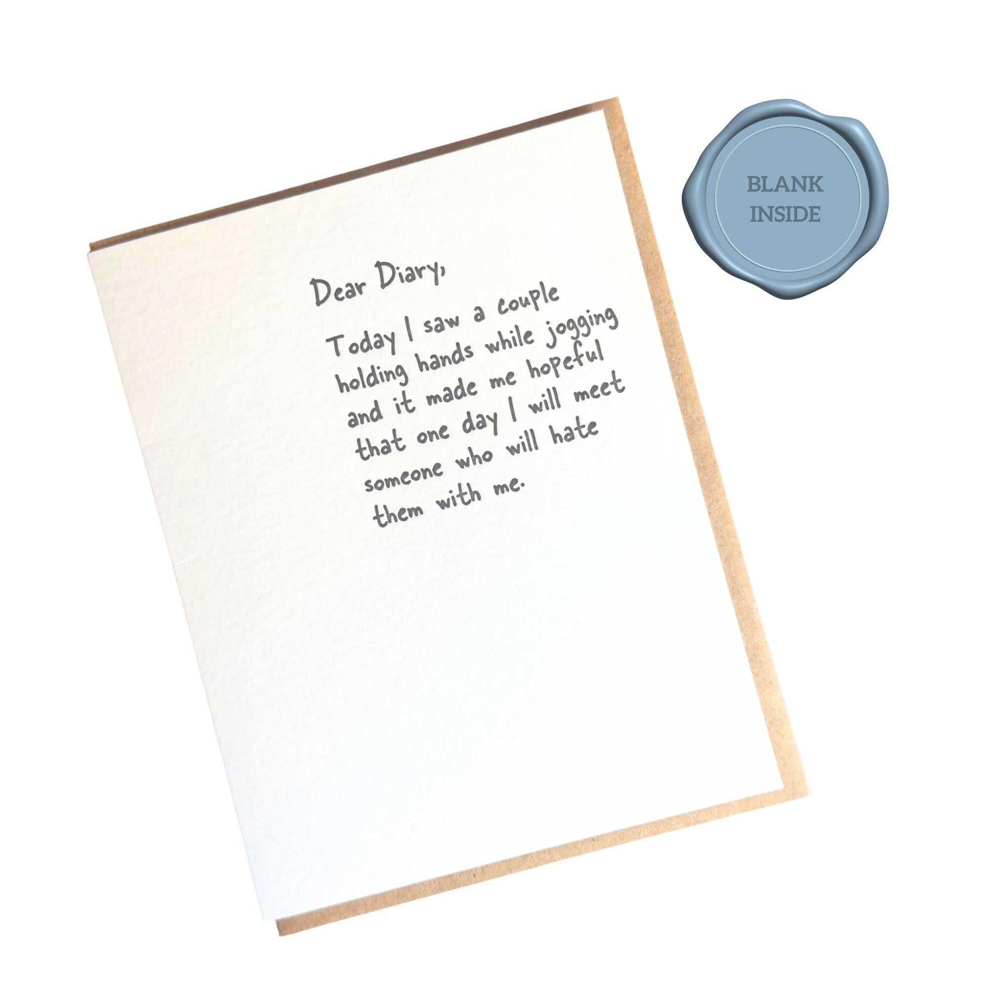 Dear Diary - Letterpress Friendship Card