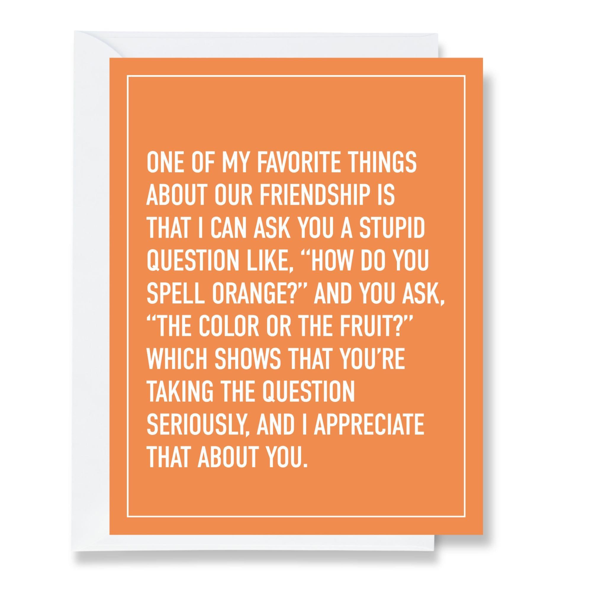 How Do You Spell Orange? - Just Because Card